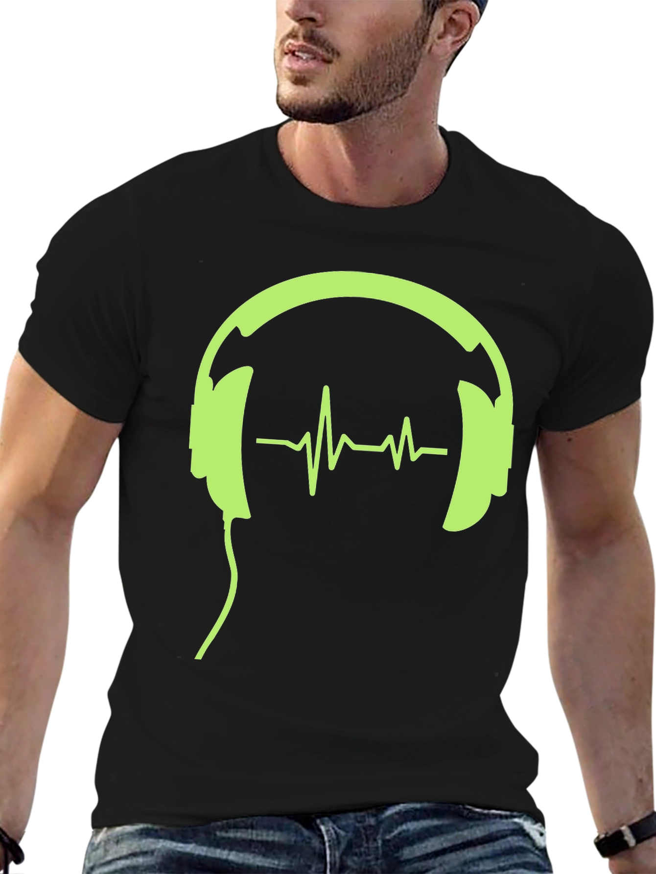 Headphones and Heartbeat Graphic Tee