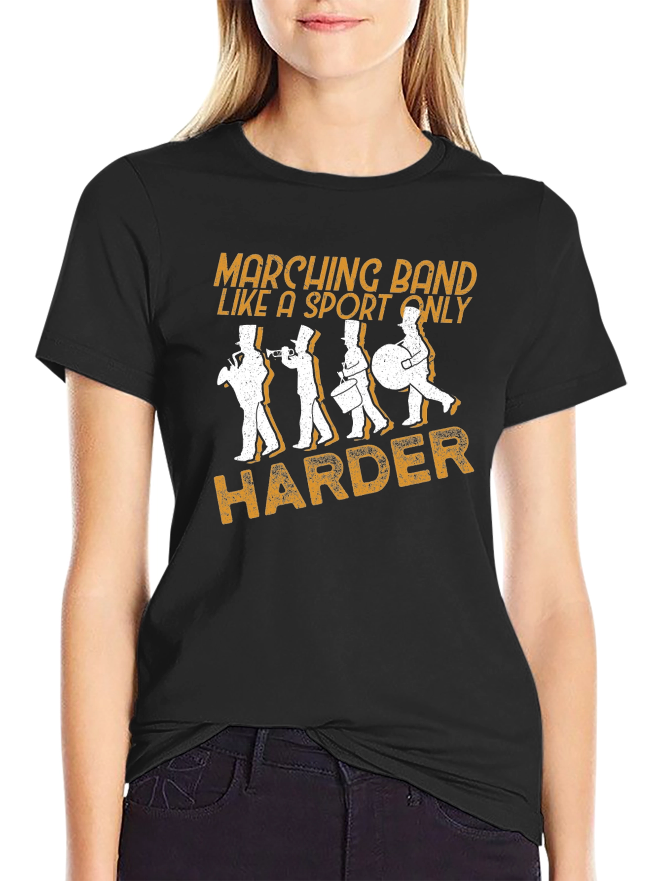 Marching Band Harder Black Graphic Tee