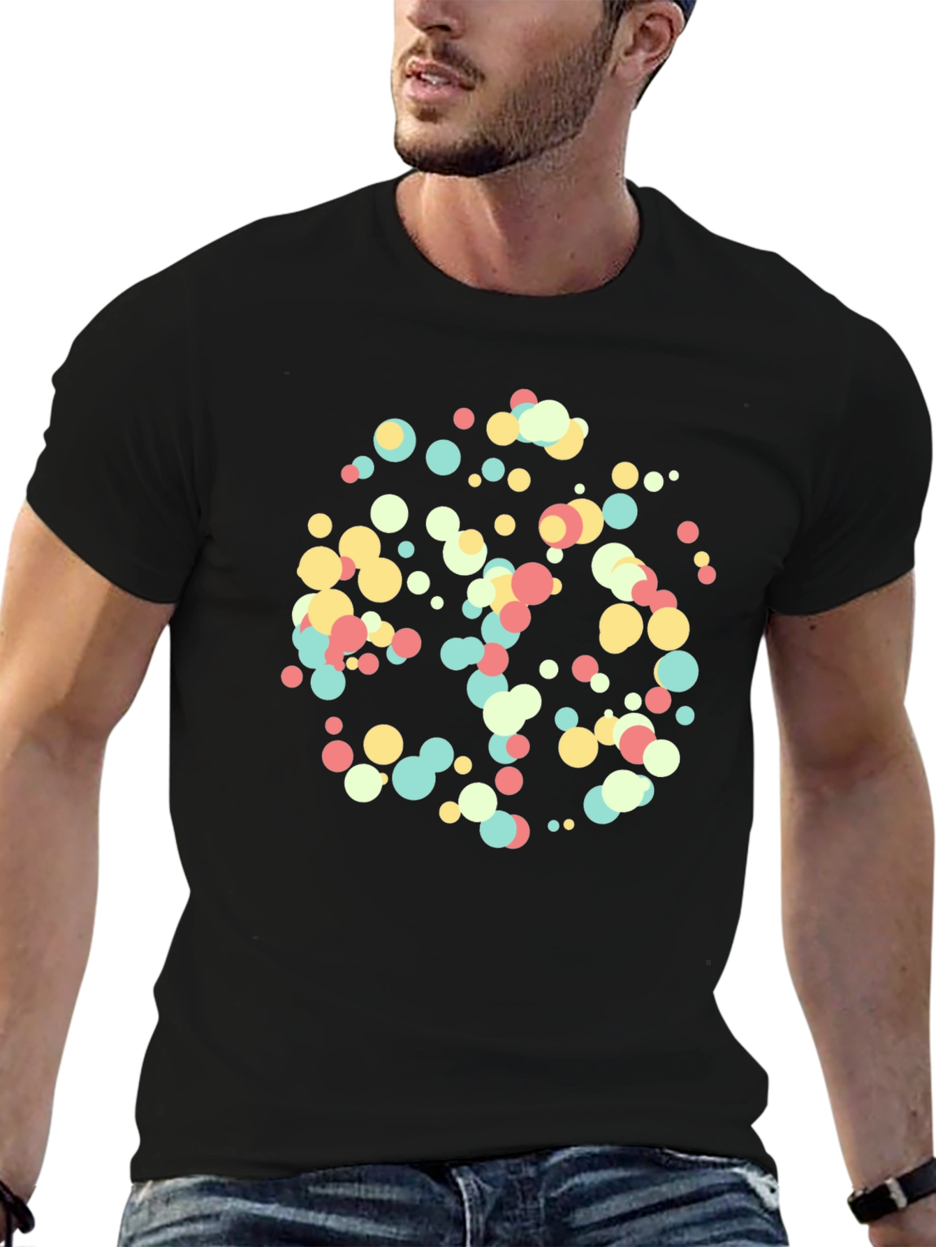 Abstract Dot Pattern Black T-Shirt