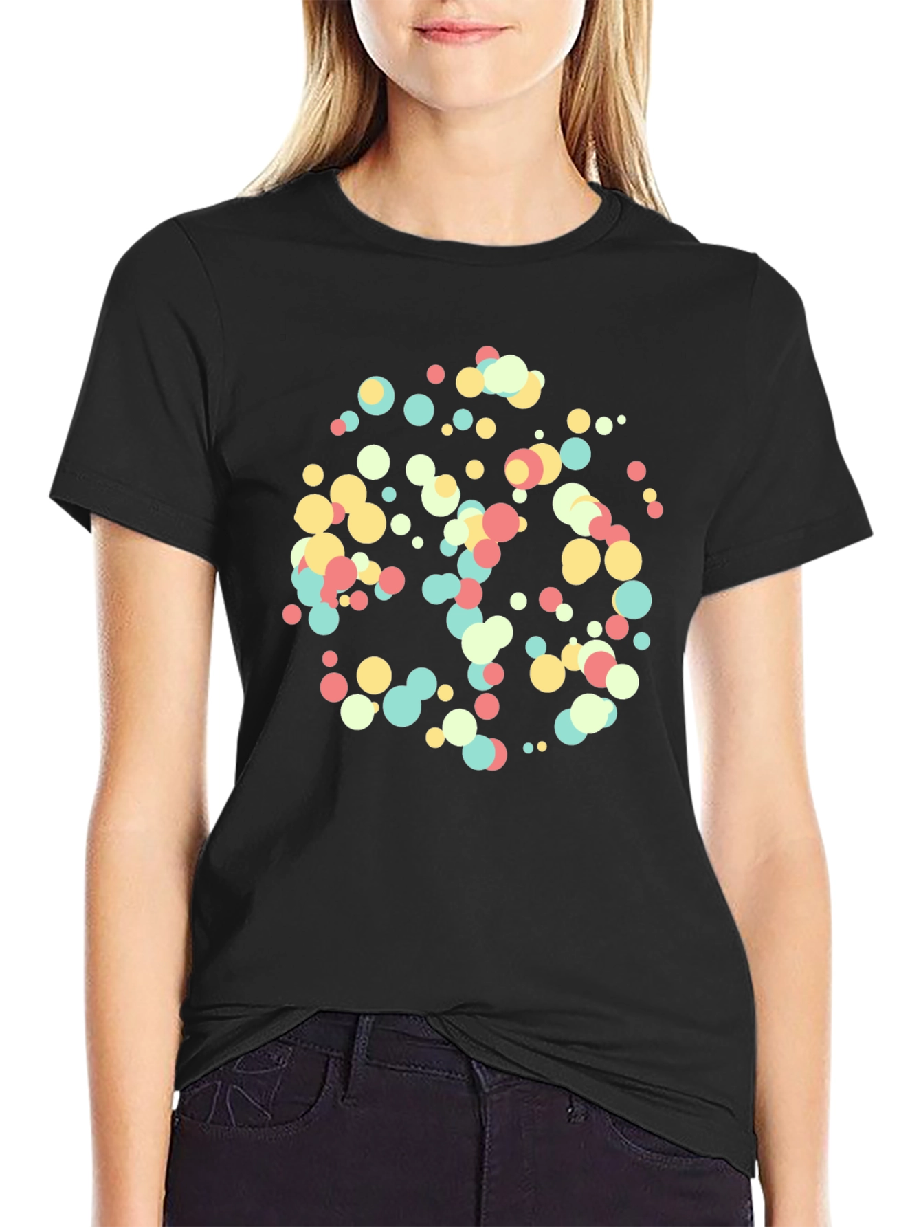 Abstract Dot Pattern Black T-Shirt