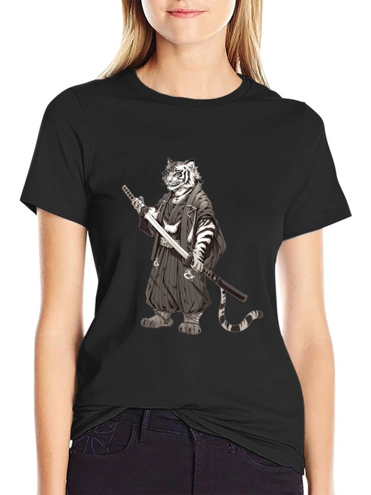 Tiger Samurai Black T-Shirt - Unique Graphic Tee