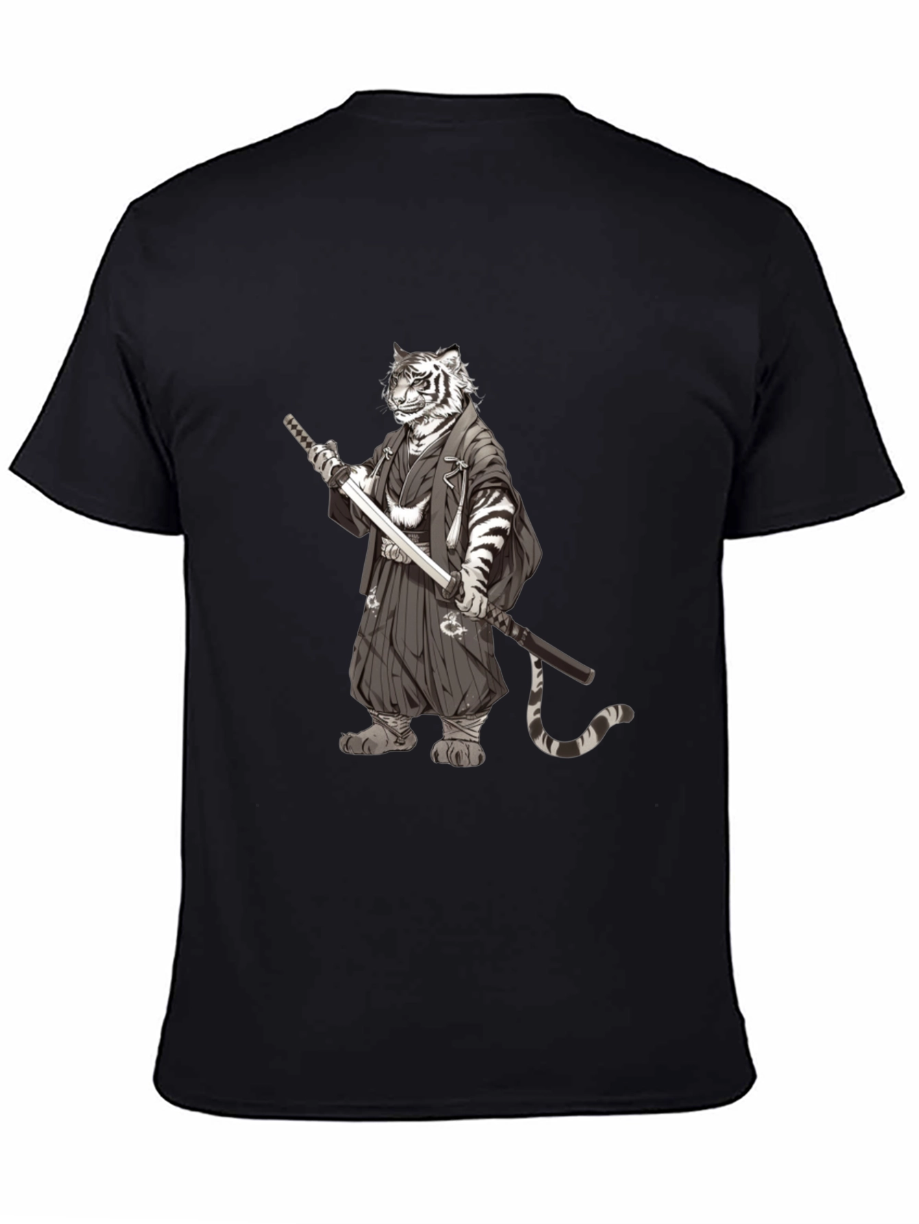 Tiger Samurai Black T-Shirt - Unique Graphic Tee