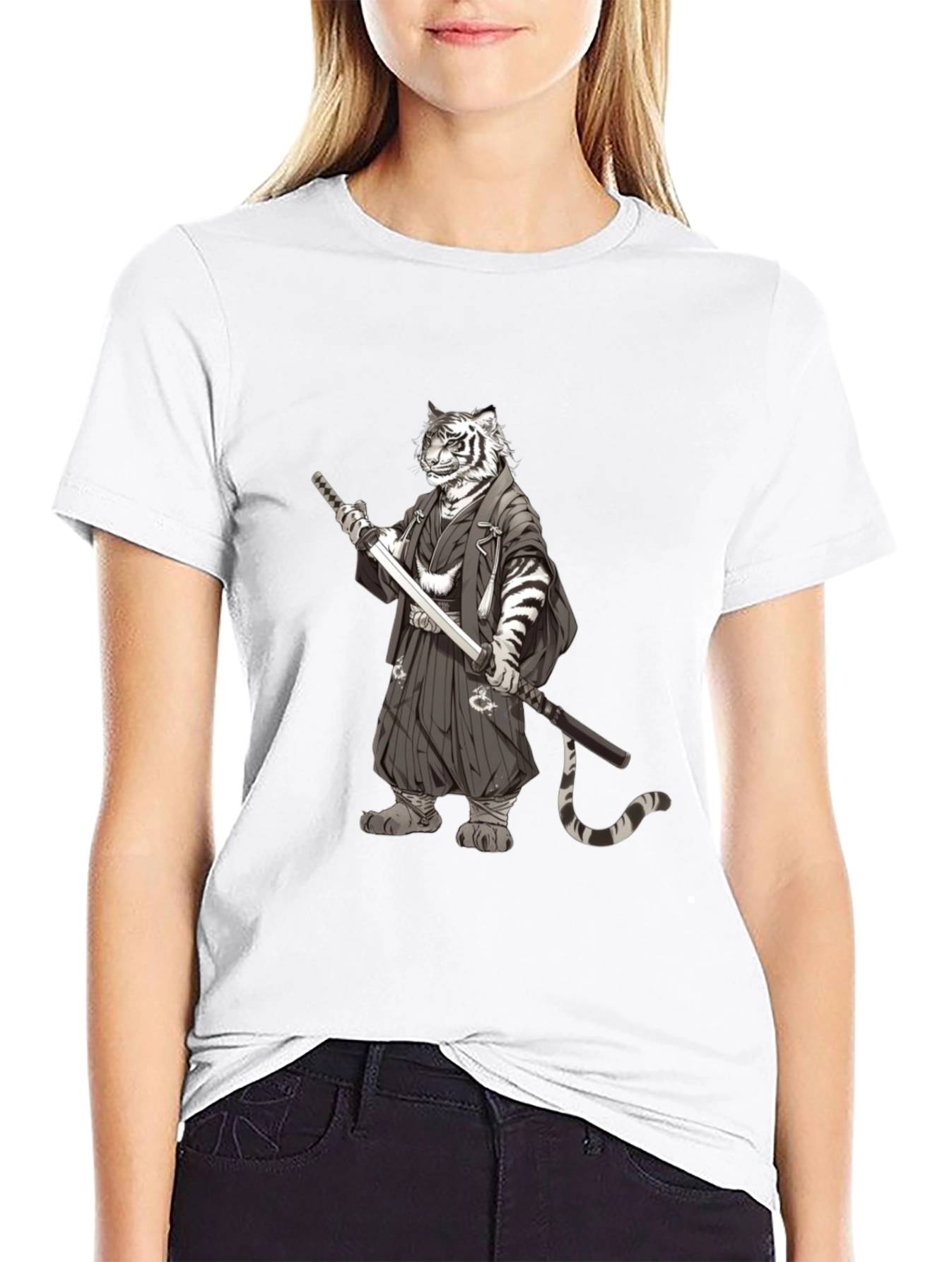 Tiger Samurai Black T-Shirt - Unique Graphic Tee