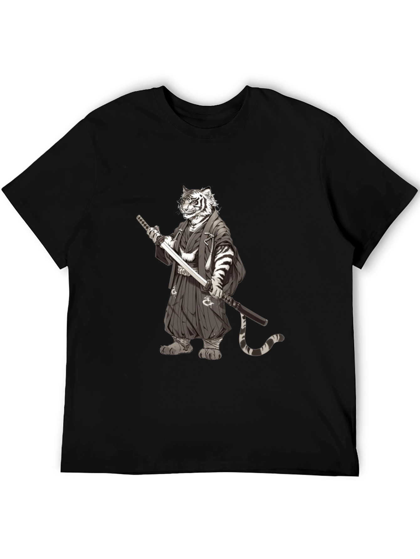 Tiger Samurai Black T-Shirt - Unique Graphic Tee