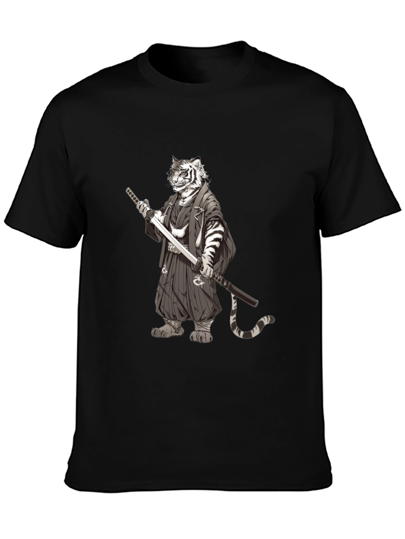 Tiger Samurai Black T-Shirt - Unique Graphic Tee