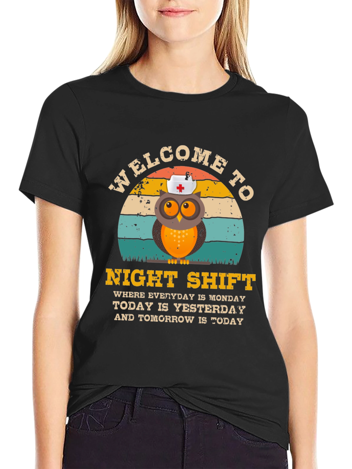 Night Shift Nurse Owl T-Shirt