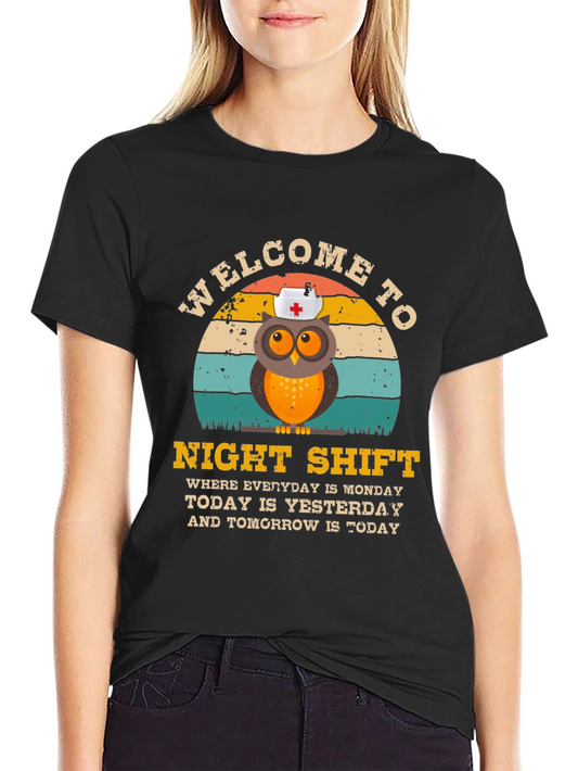 Night Shift Nurse Owl T-Shirt