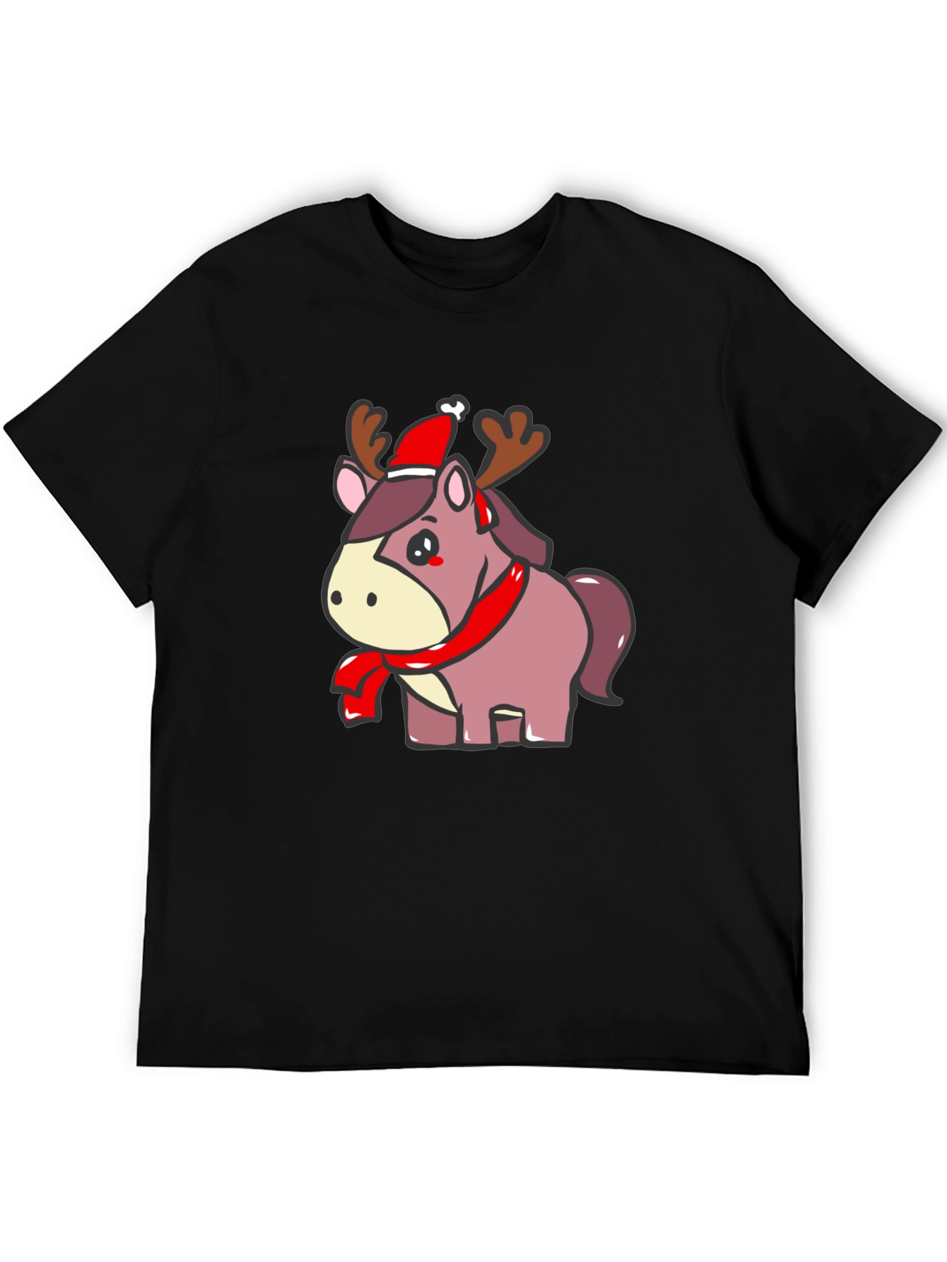 Festive Reindeer Horse Graphic Tee