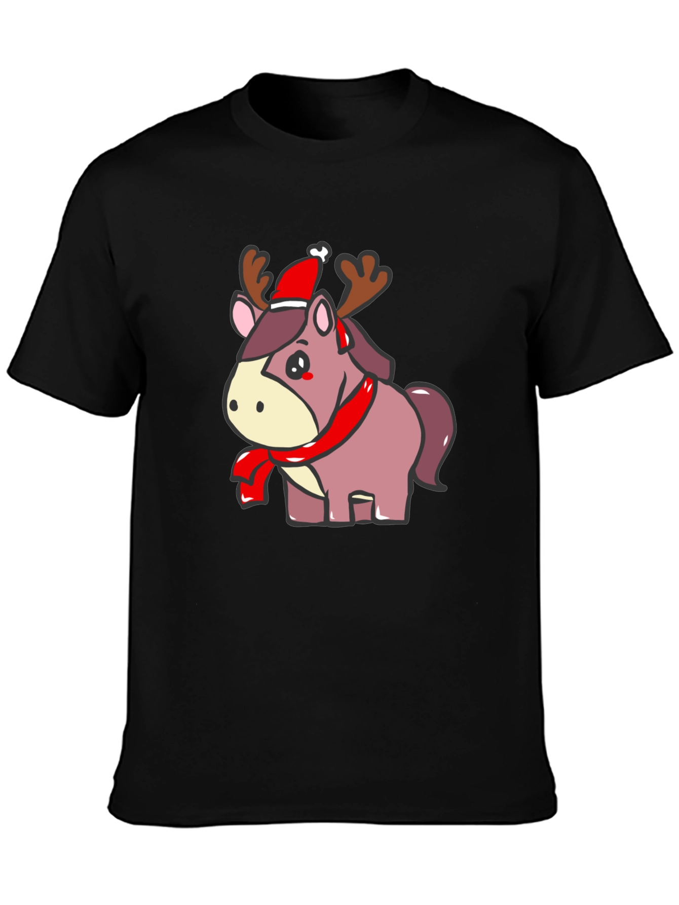 Festive Reindeer Horse Graphic Tee