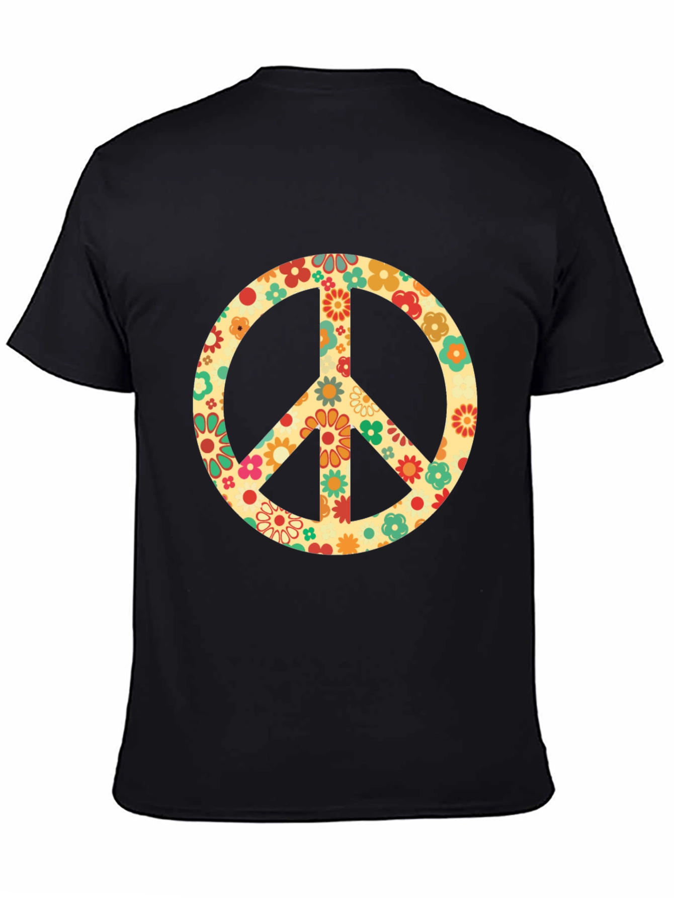 Retro Floral Peace Sign Graphic T-Shirt