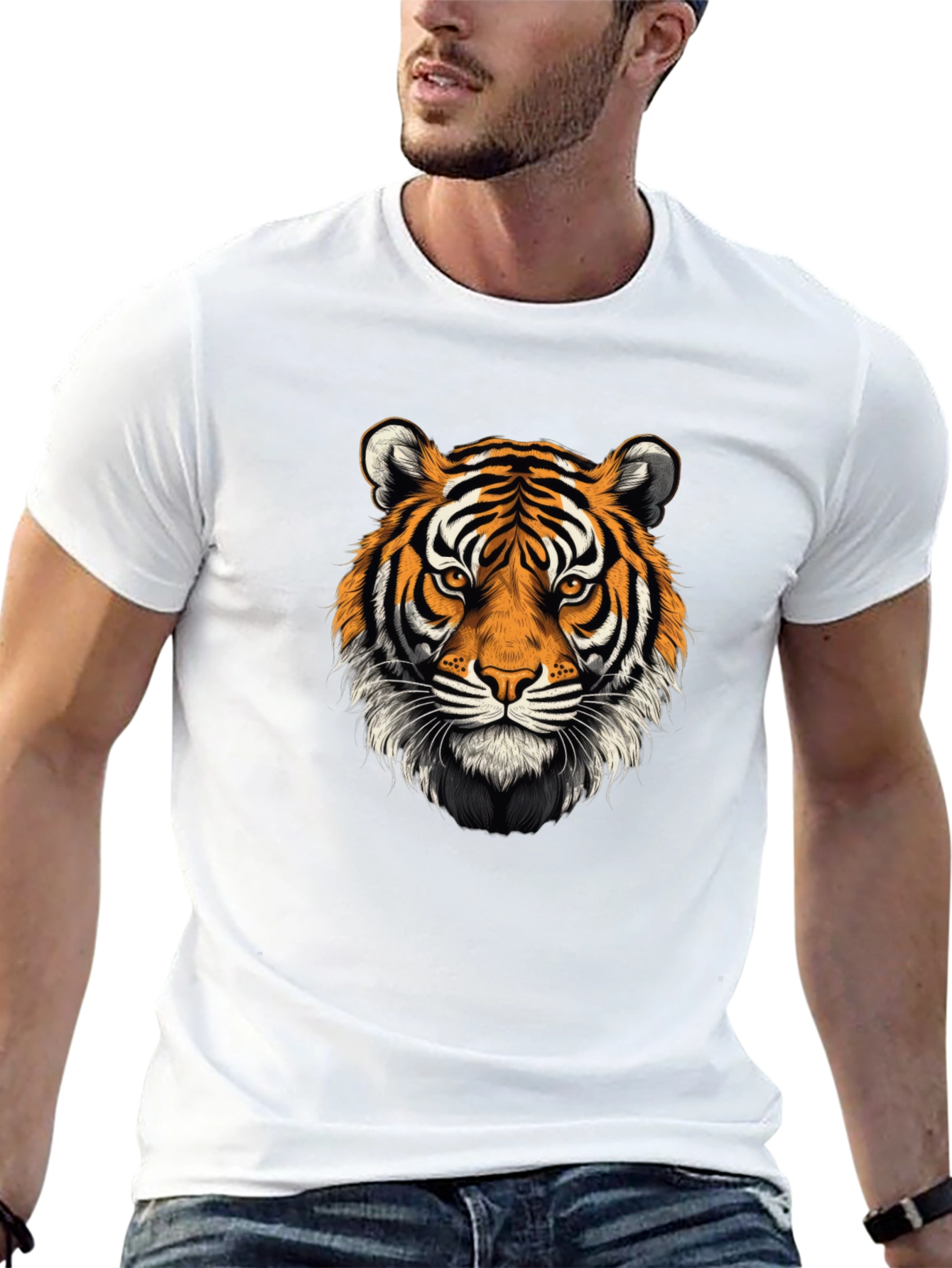Black Tiger Face Graphic Tee