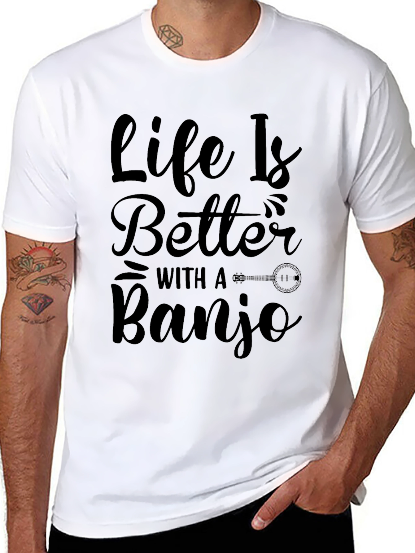 Life is Better with a Banjo Black T-Shirt