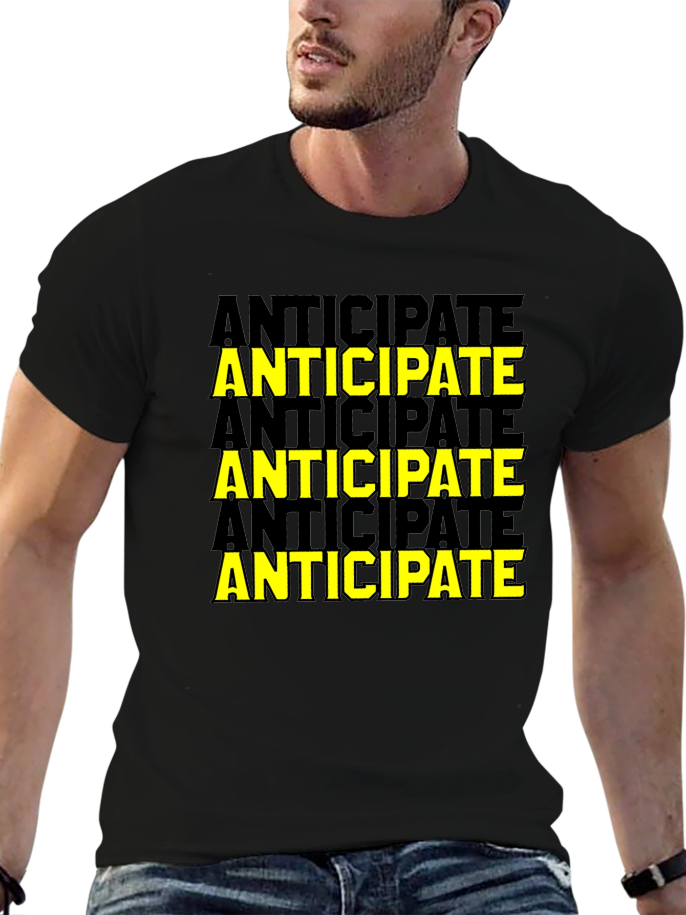 Anticipate Graphic Tee - Black Cotton Blend Shirt