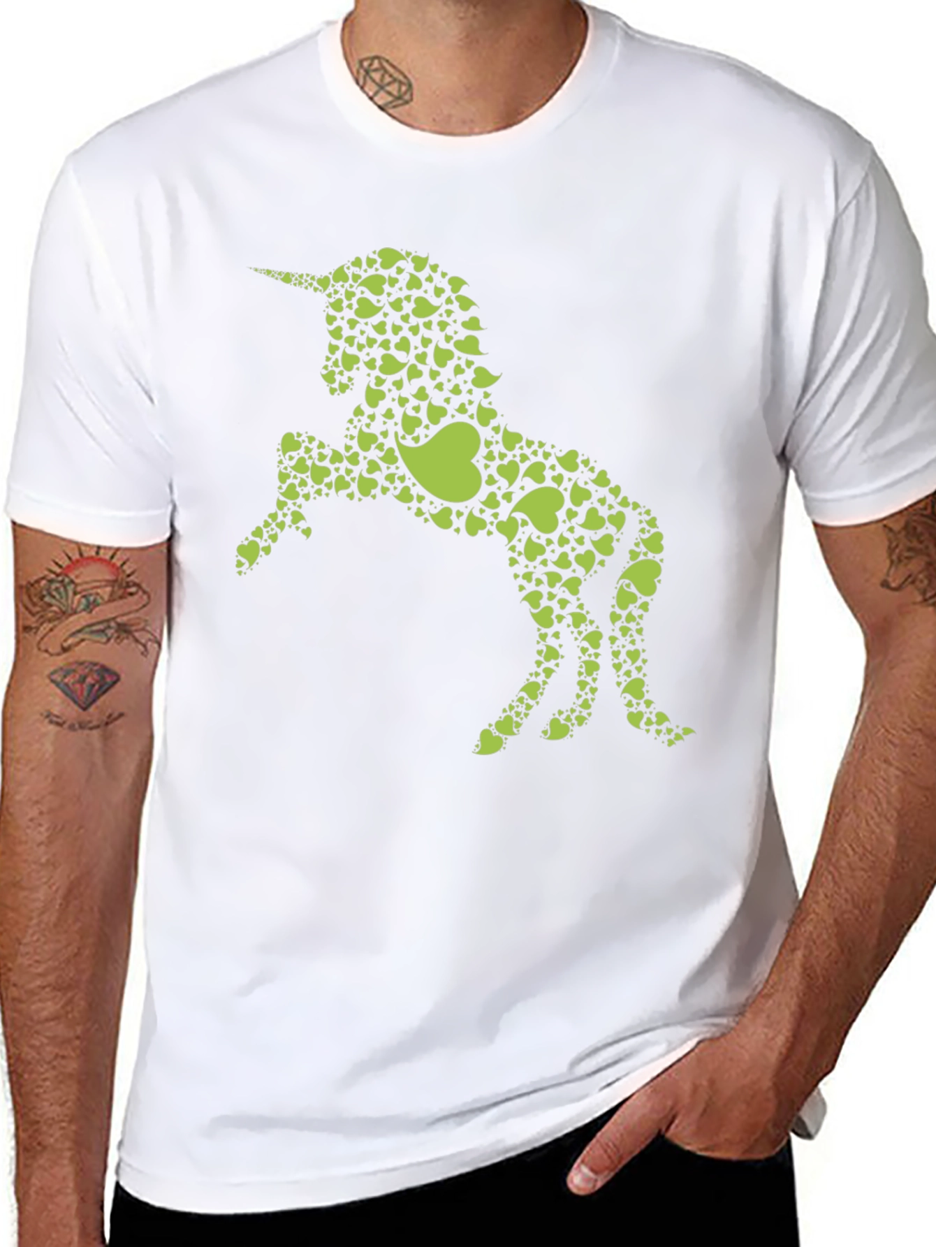Heart Unicorn Graphic T-Shirt - Black