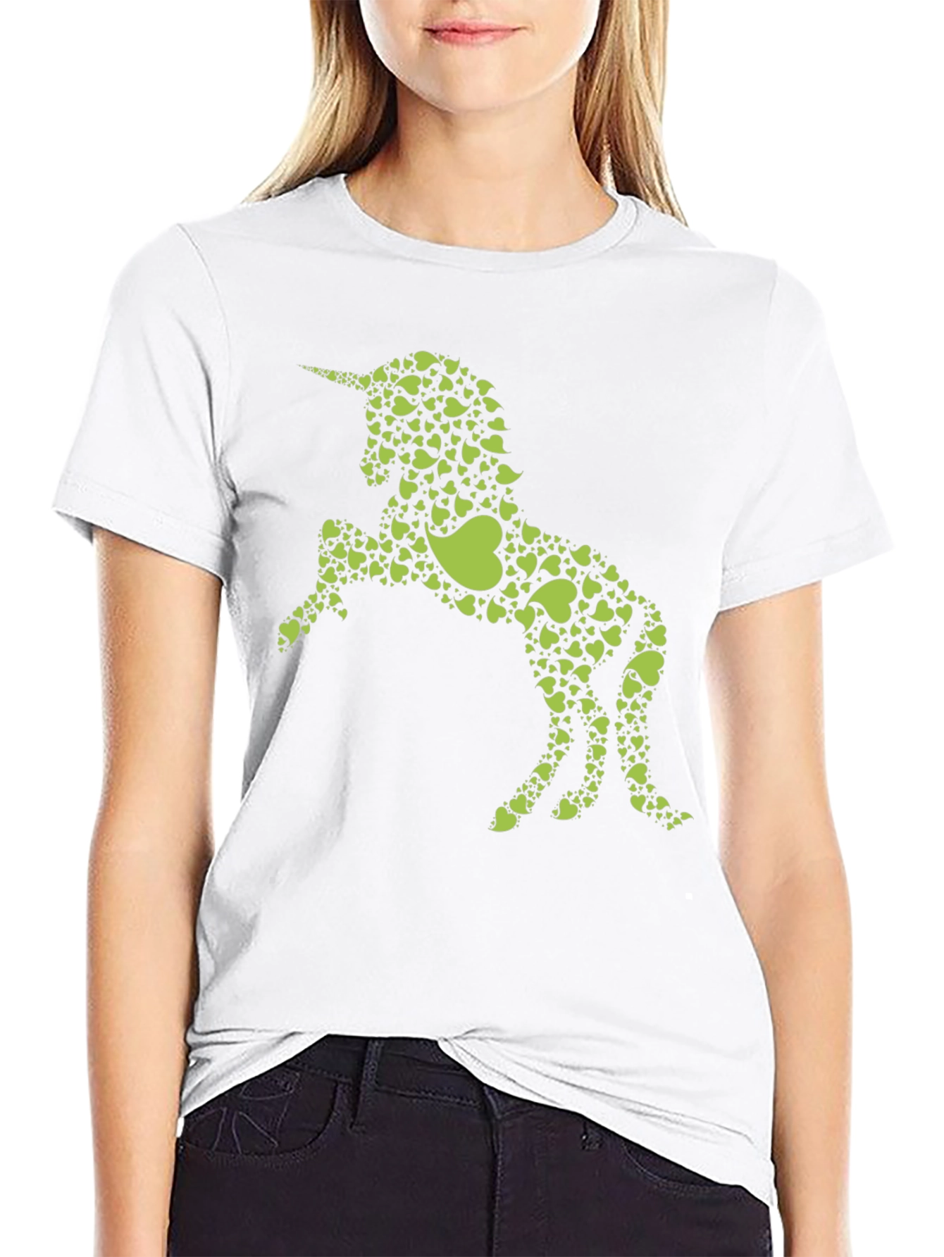 Heart Unicorn Graphic T-Shirt - Black