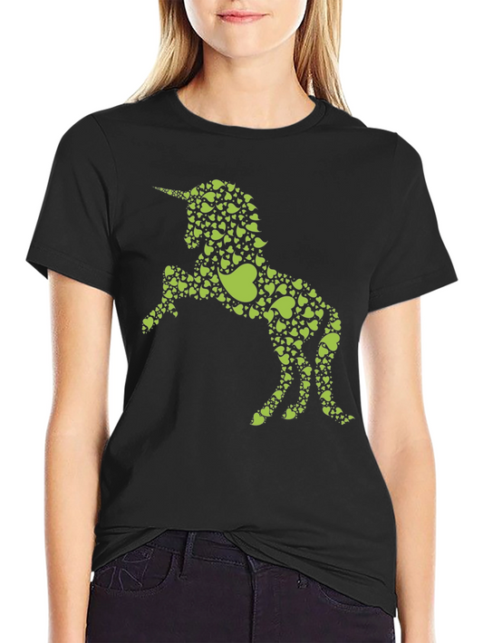 Heart Unicorn Graphic T-Shirt - Black