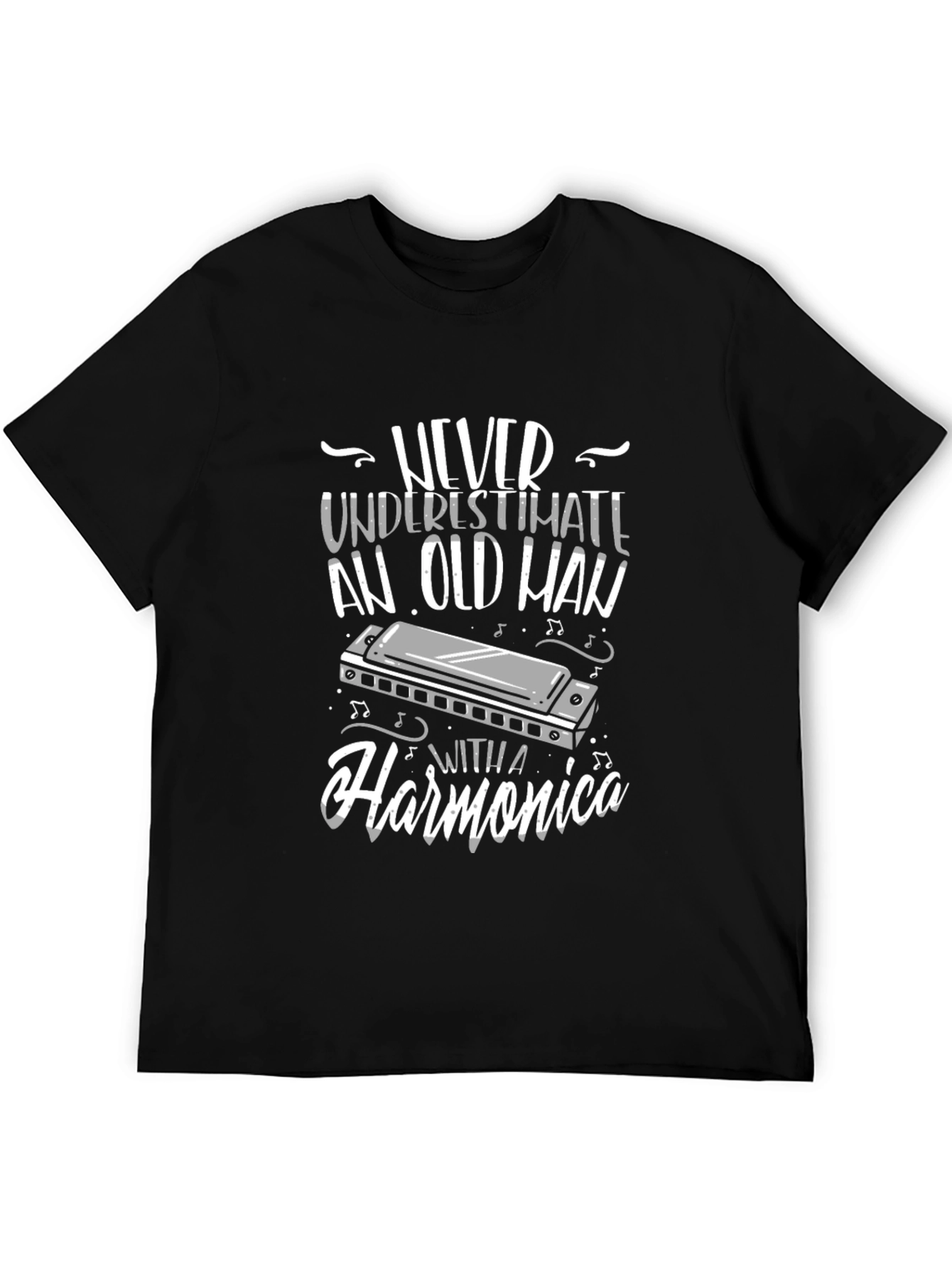 Never Underestimate An Old Man With A Harmonica T-Shirt
