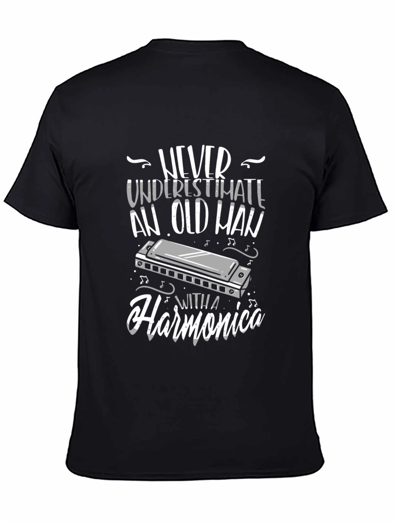Never Underestimate An Old Man With A Harmonica T-Shirt