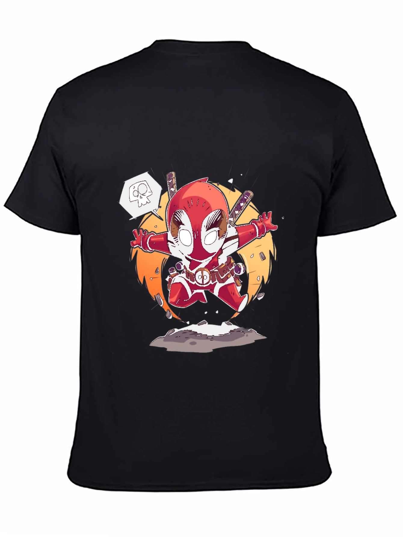 Deadpool Cartoon Graphic T-Shirt - Black