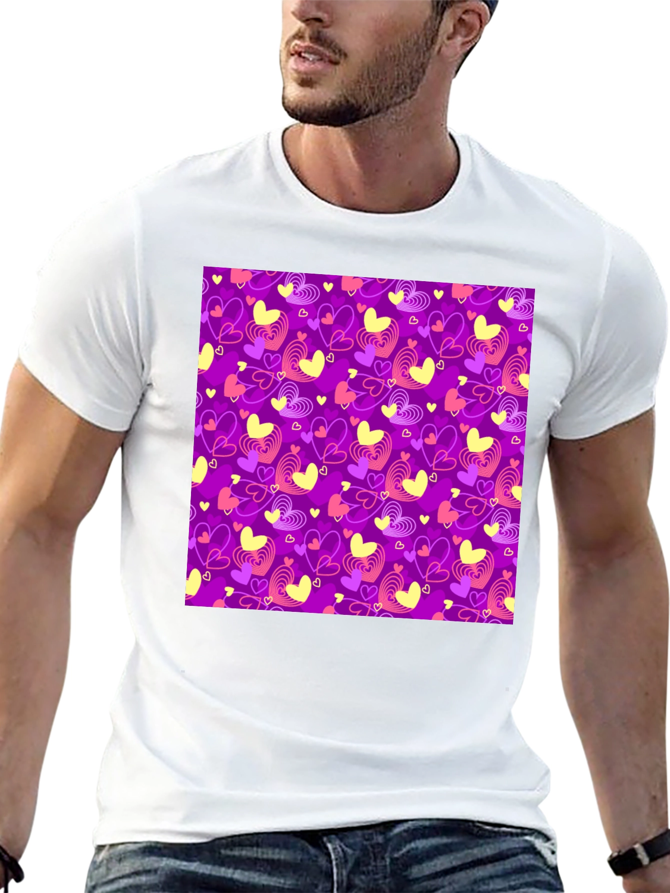 Heart Pattern Tee - Stylish Love Design T-Shirt