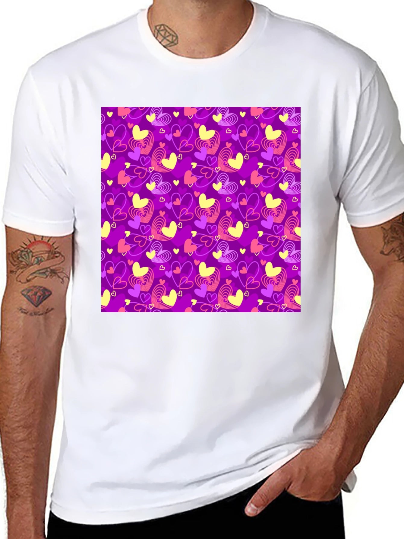 Heart Pattern Tee - Stylish Love Design T-Shirt