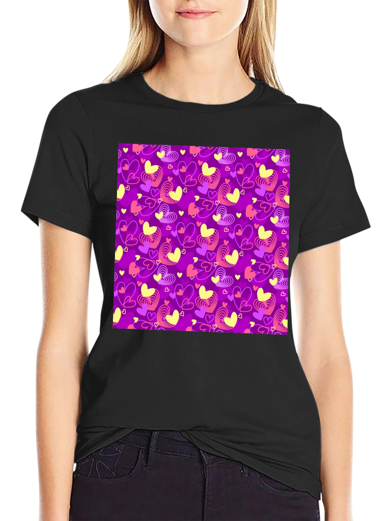 Heart Pattern Tee - Stylish Love Design T-Shirt