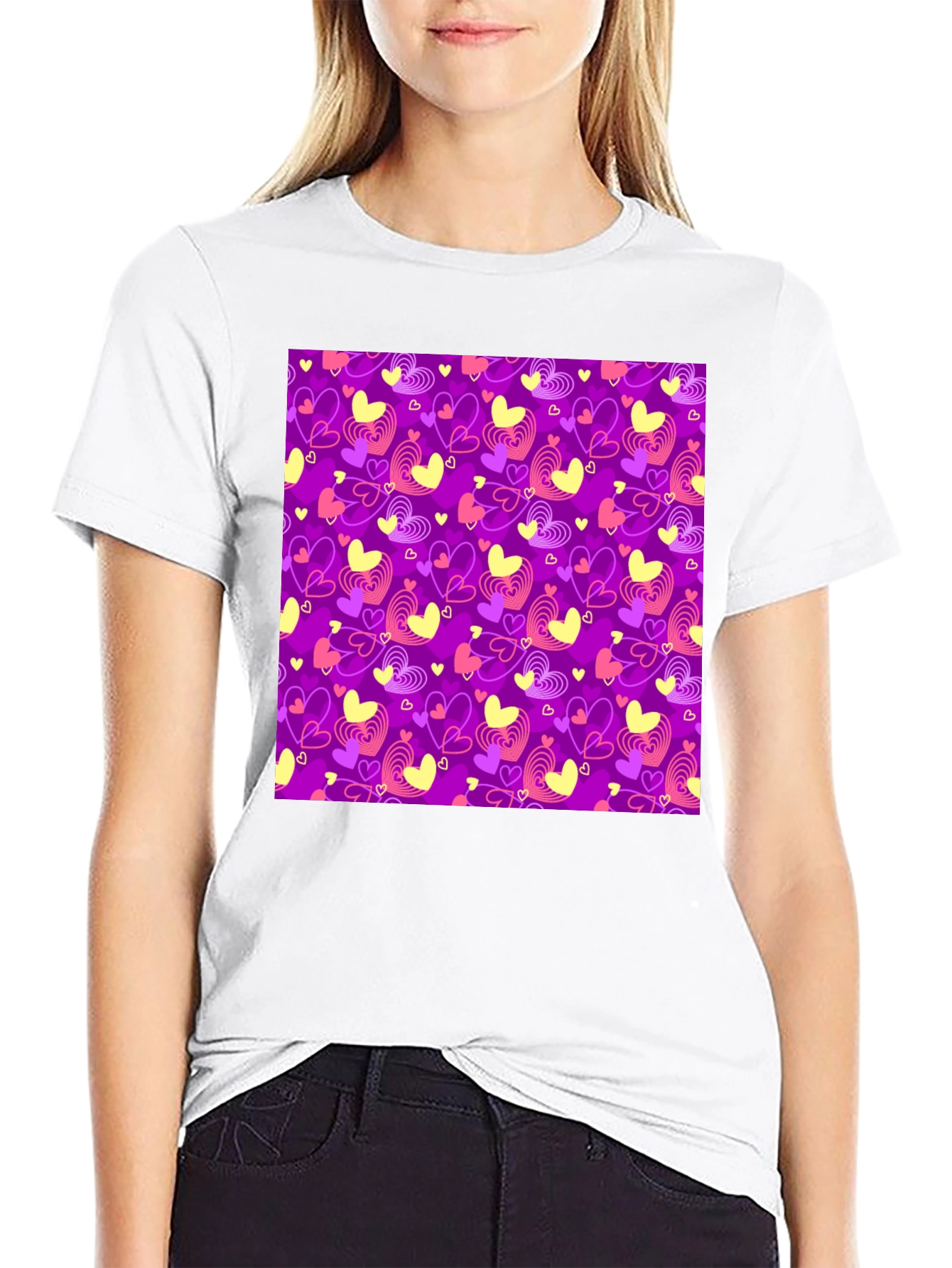 Heart Pattern Tee - Stylish Love Design T-Shirt