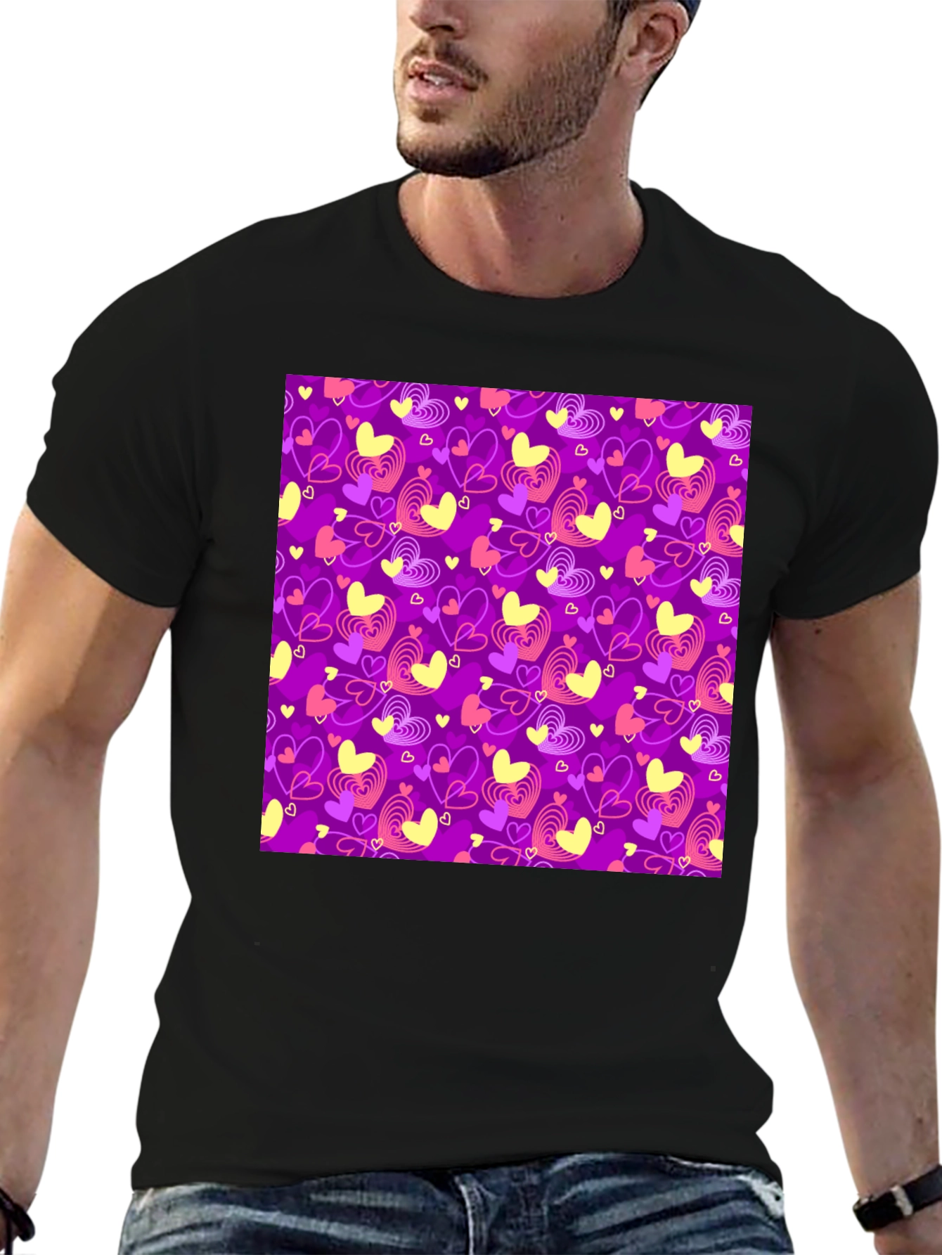 Heart Pattern Tee - Stylish Love Design T-Shirt