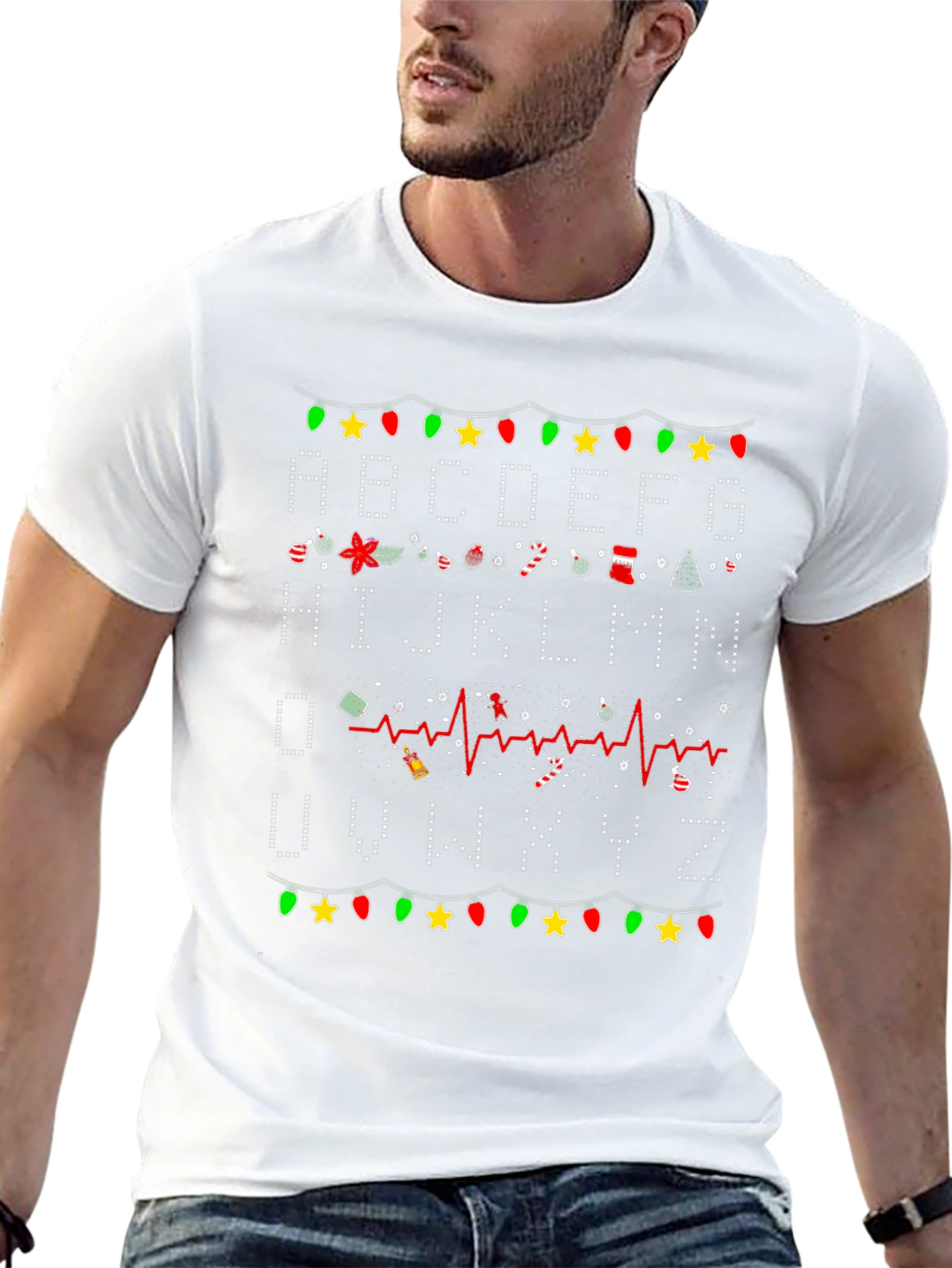Christmas ABC ECG Ugly Holiday T-Shirt