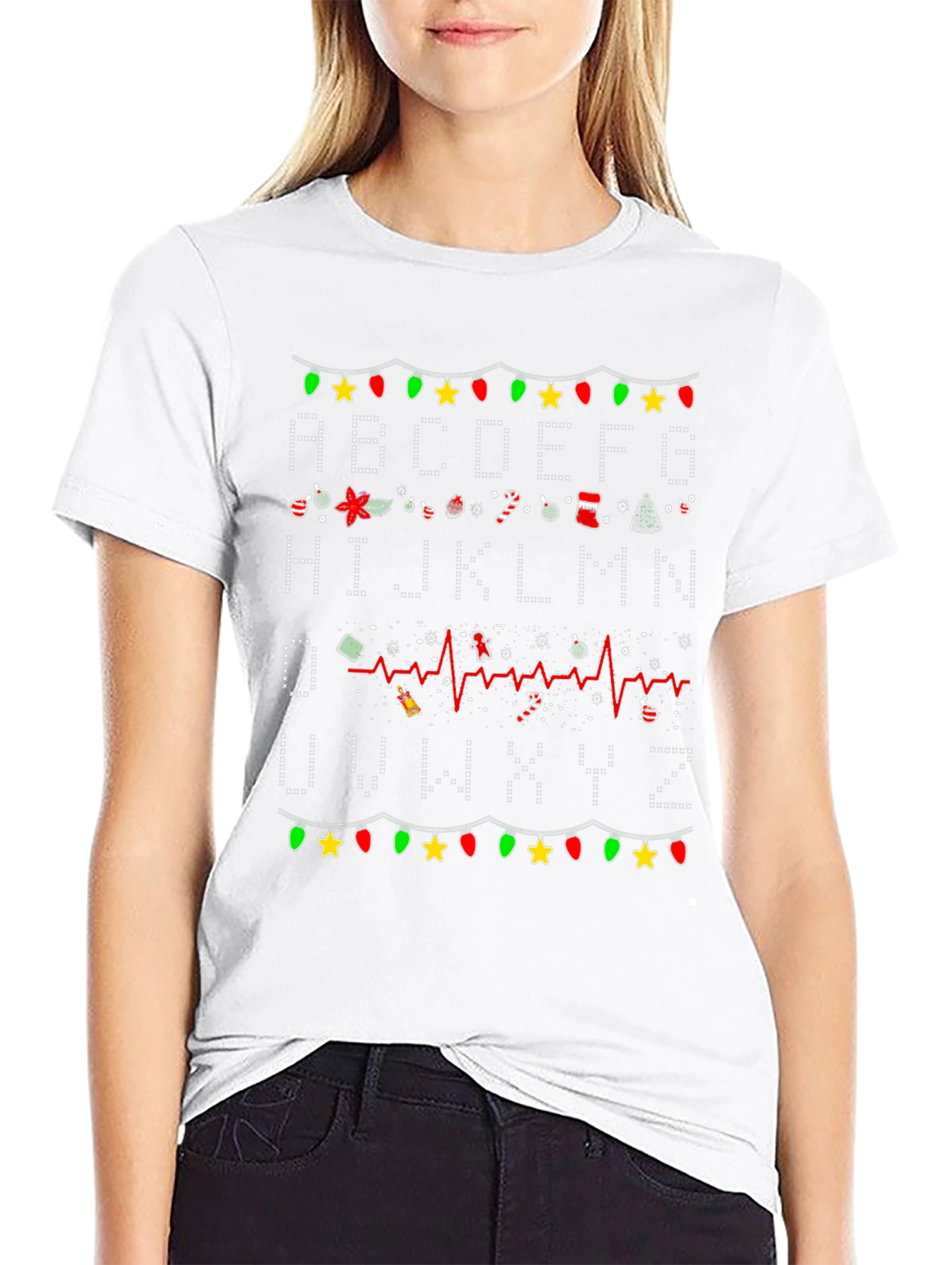 Christmas ABC ECG Ugly Holiday T-Shirt