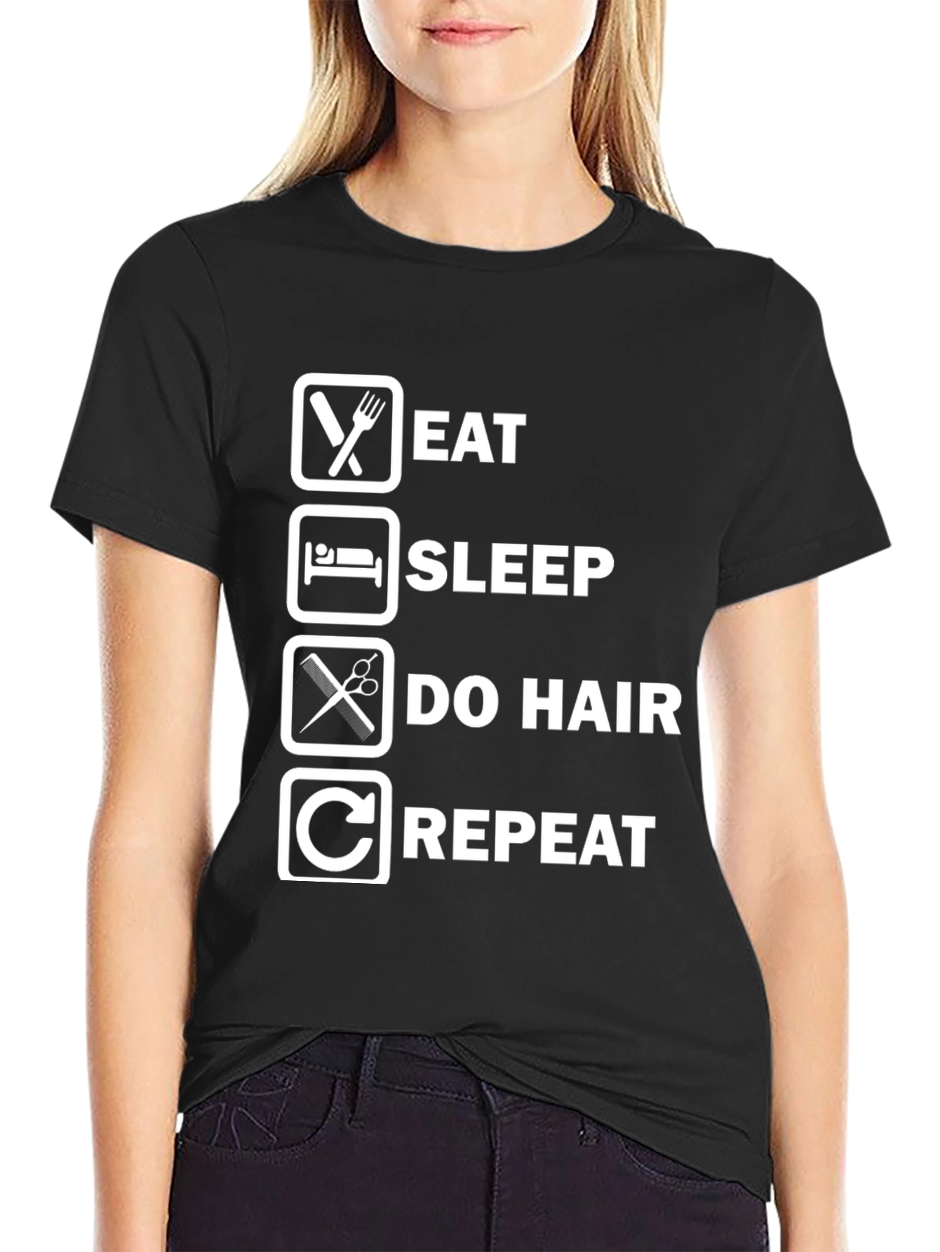 Eat Sleep Do Hair Repeat Graphic Tee