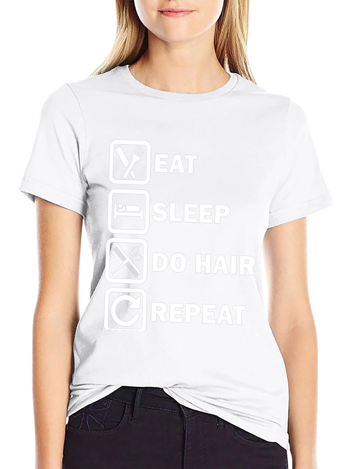Eat Sleep Do Hair Repeat Graphic Tee