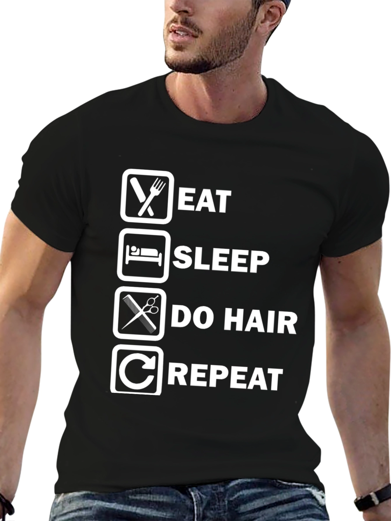 Eat Sleep Do Hair Repeat Graphic Tee