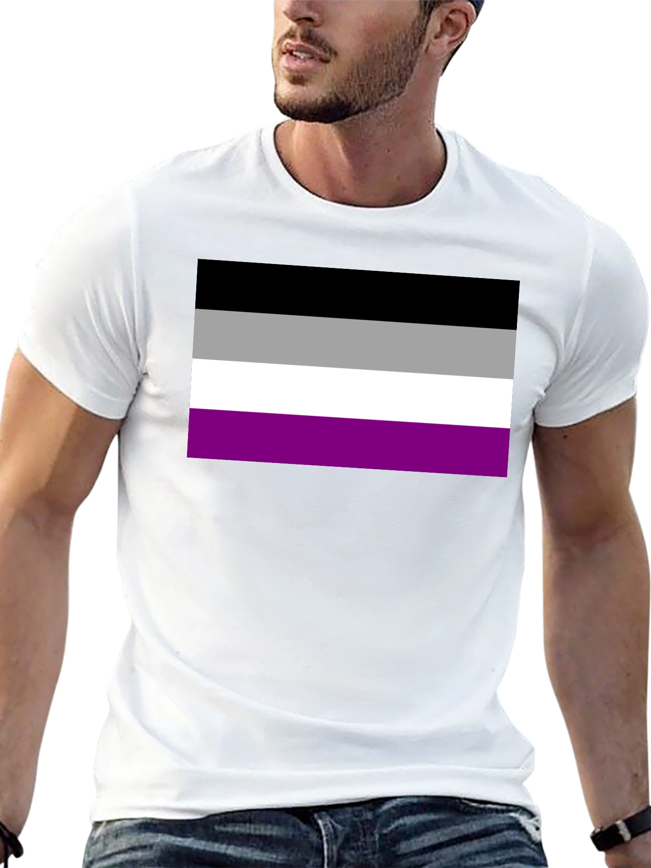 Asexual Pride Flag Graphic Tee - Black Cotton Blend