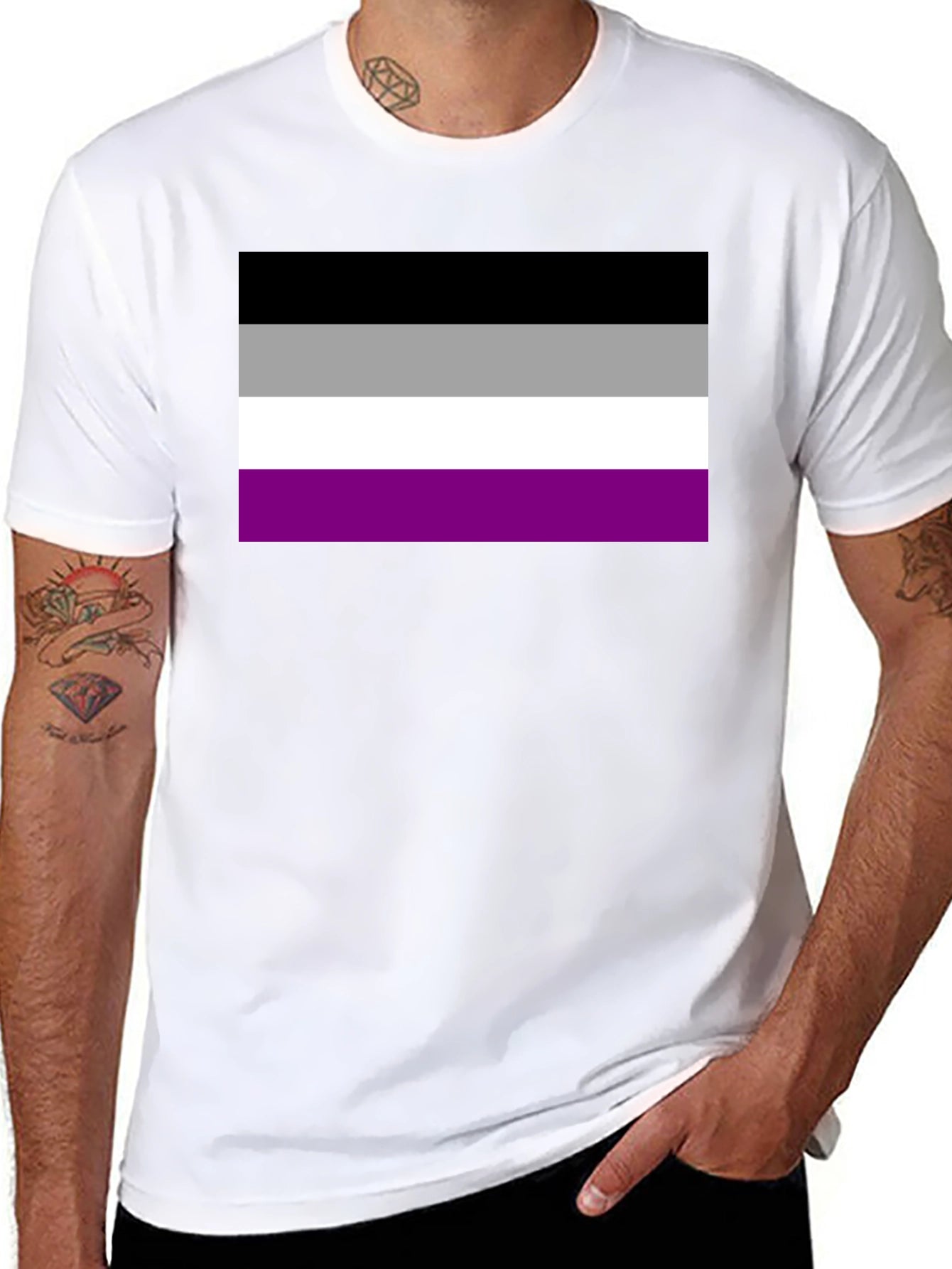 Asexual Pride Flag Graphic Tee - Black Cotton Blend