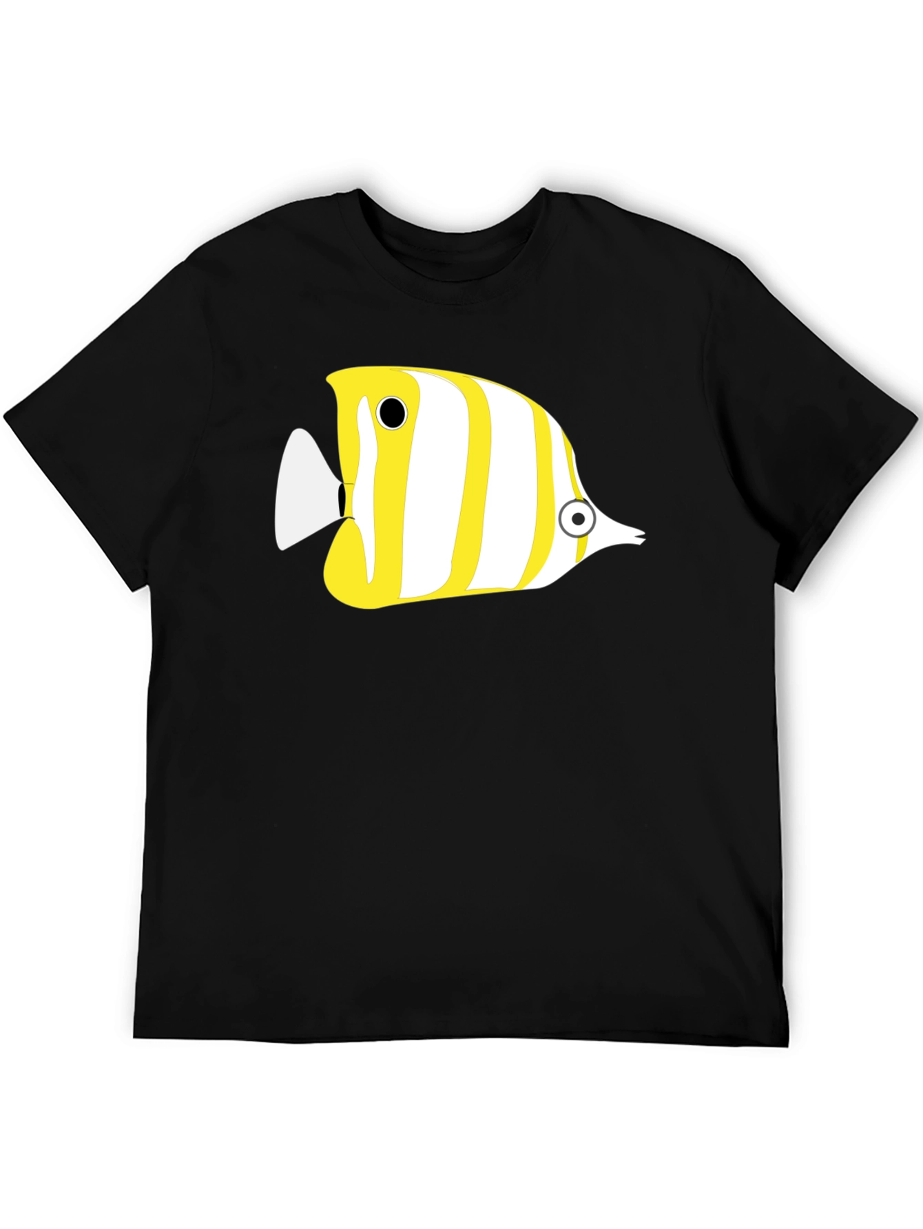 Stripped Fish Graphic Tee - Casual Black T-Shirt