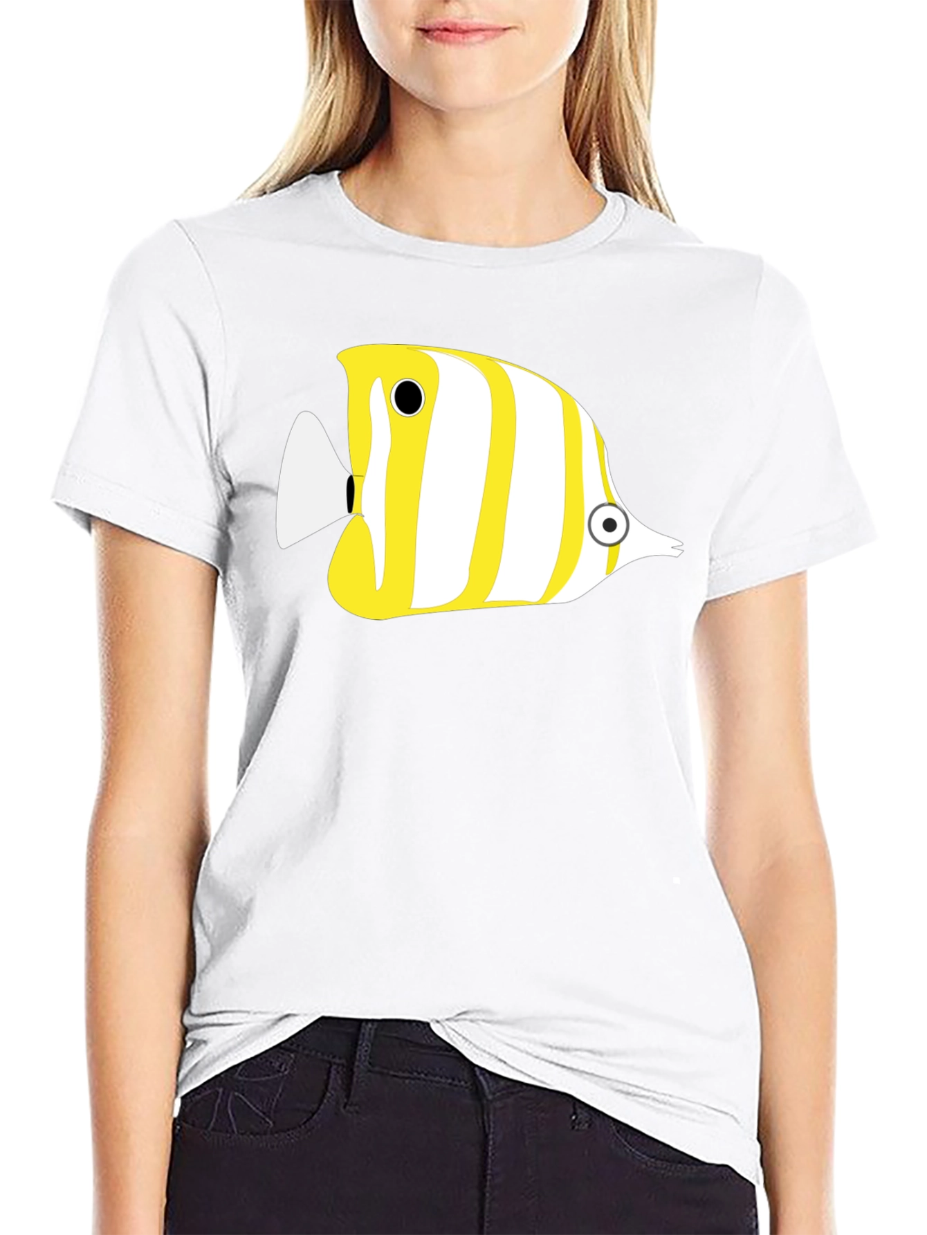 Stripped Fish Graphic Tee - Casual Black T-Shirt