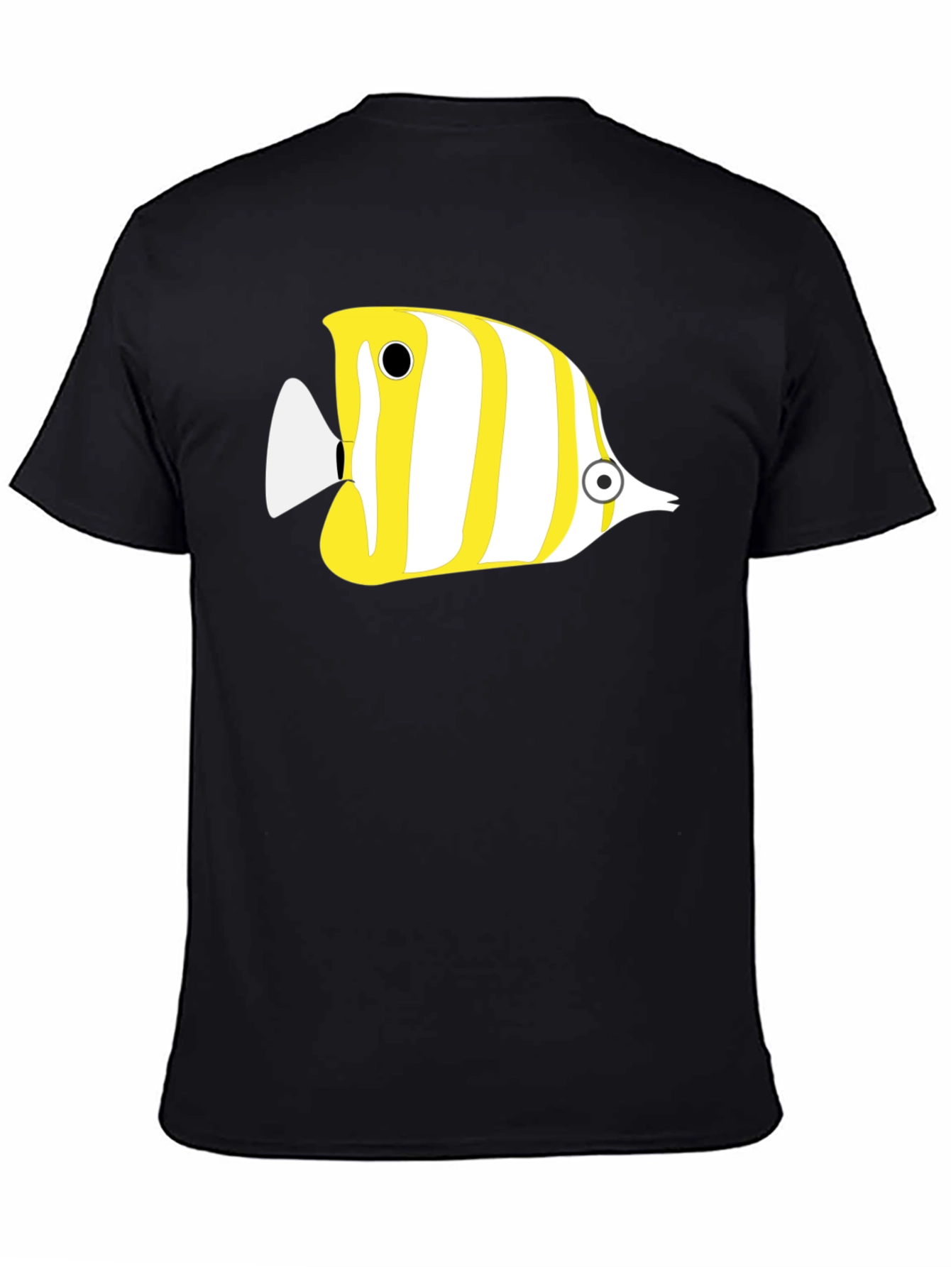 Stripped Fish Graphic Tee - Casual Black T-Shirt