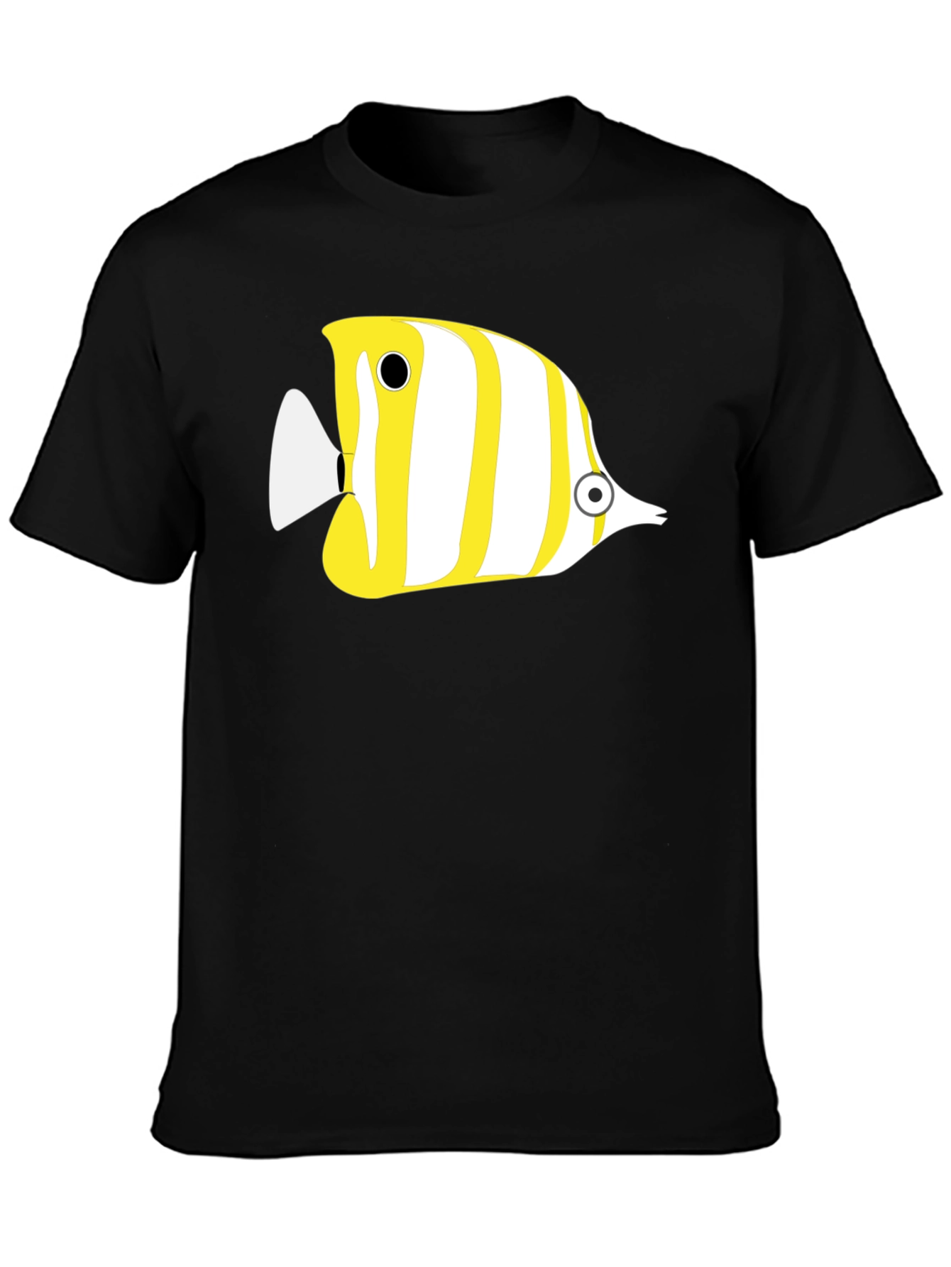 Stripped Fish Graphic Tee - Casual Black T-Shirt