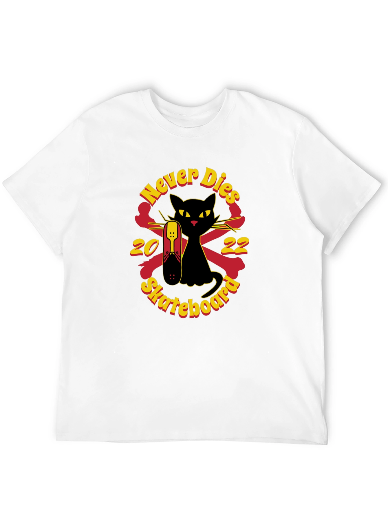 Never Dies Skateboard Black Cat Graphic Tee