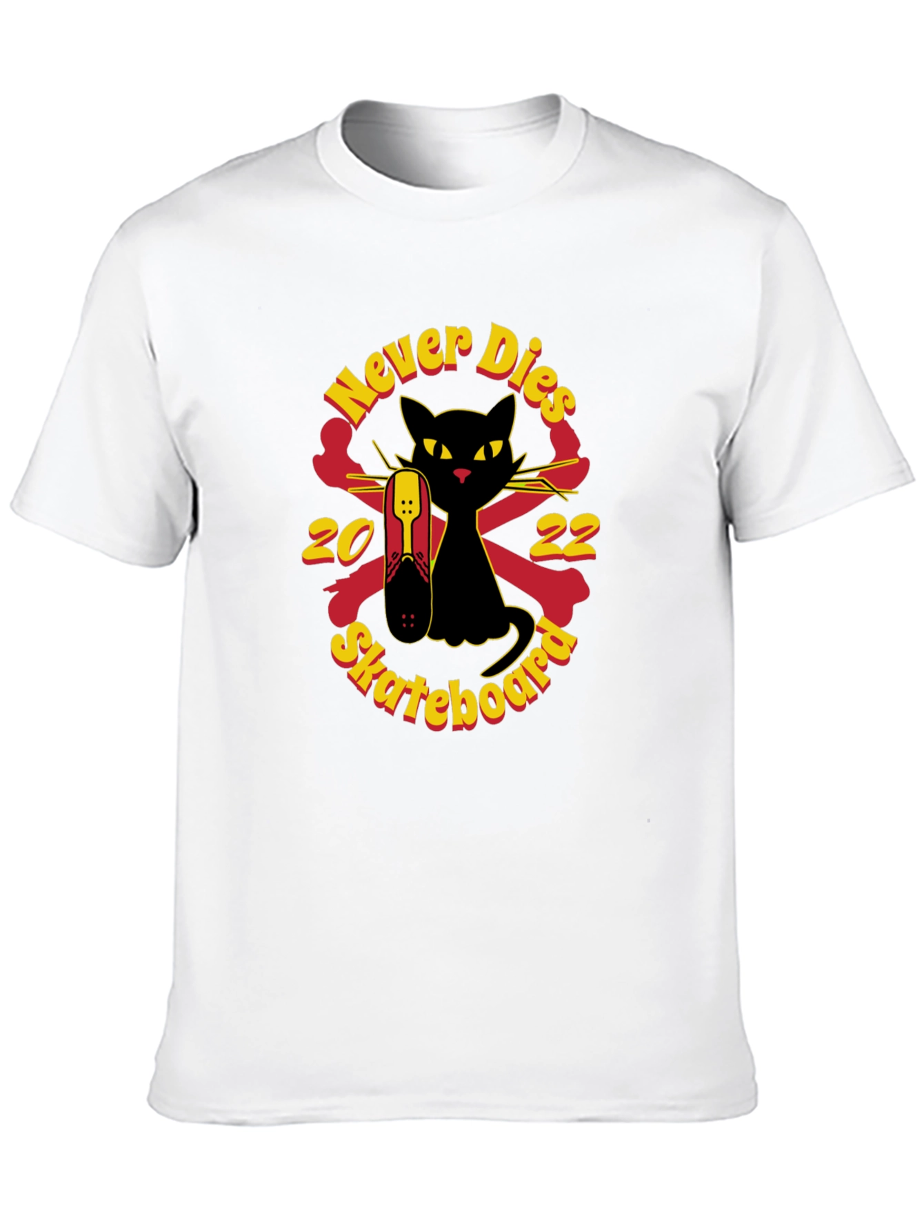 Never Dies Skateboard Black Cat Graphic Tee
