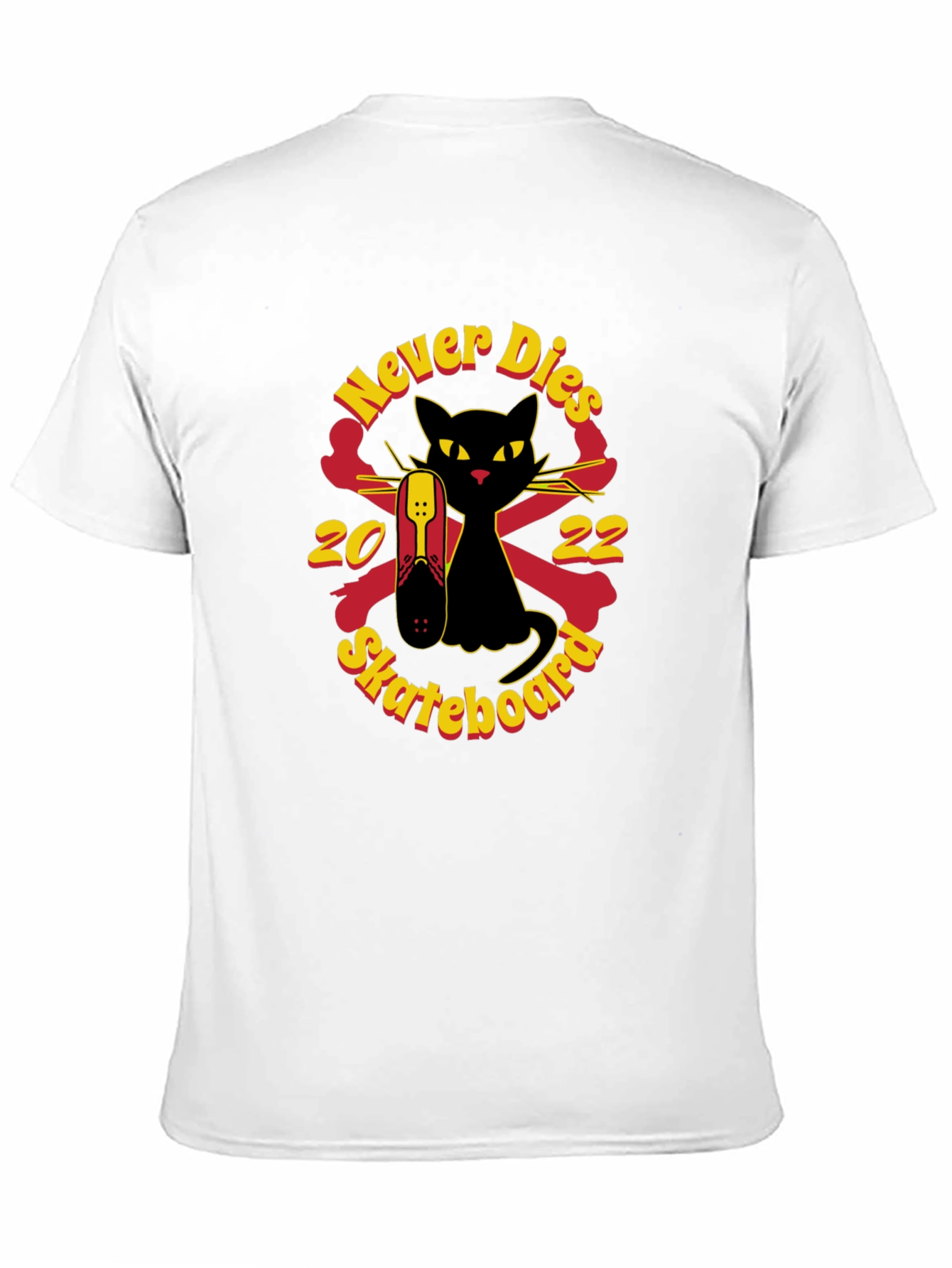 Never Dies Skateboard Black Cat Graphic Tee