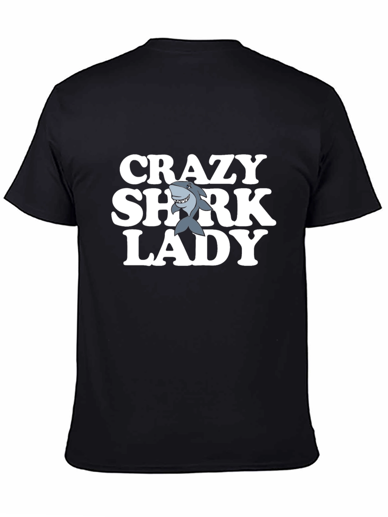 Crazy Shark Lady Black T-Shirt