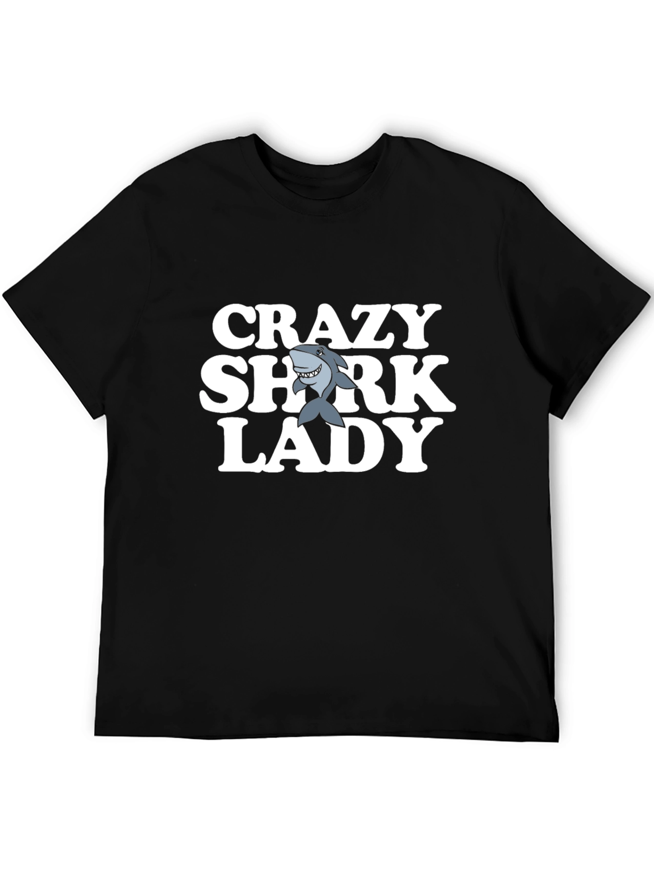 Crazy Shark Lady Black T-Shirt