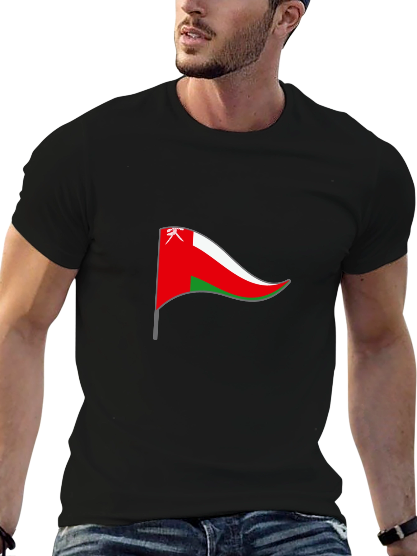 Oman Flag T-Shirt - Black Cotton Tee