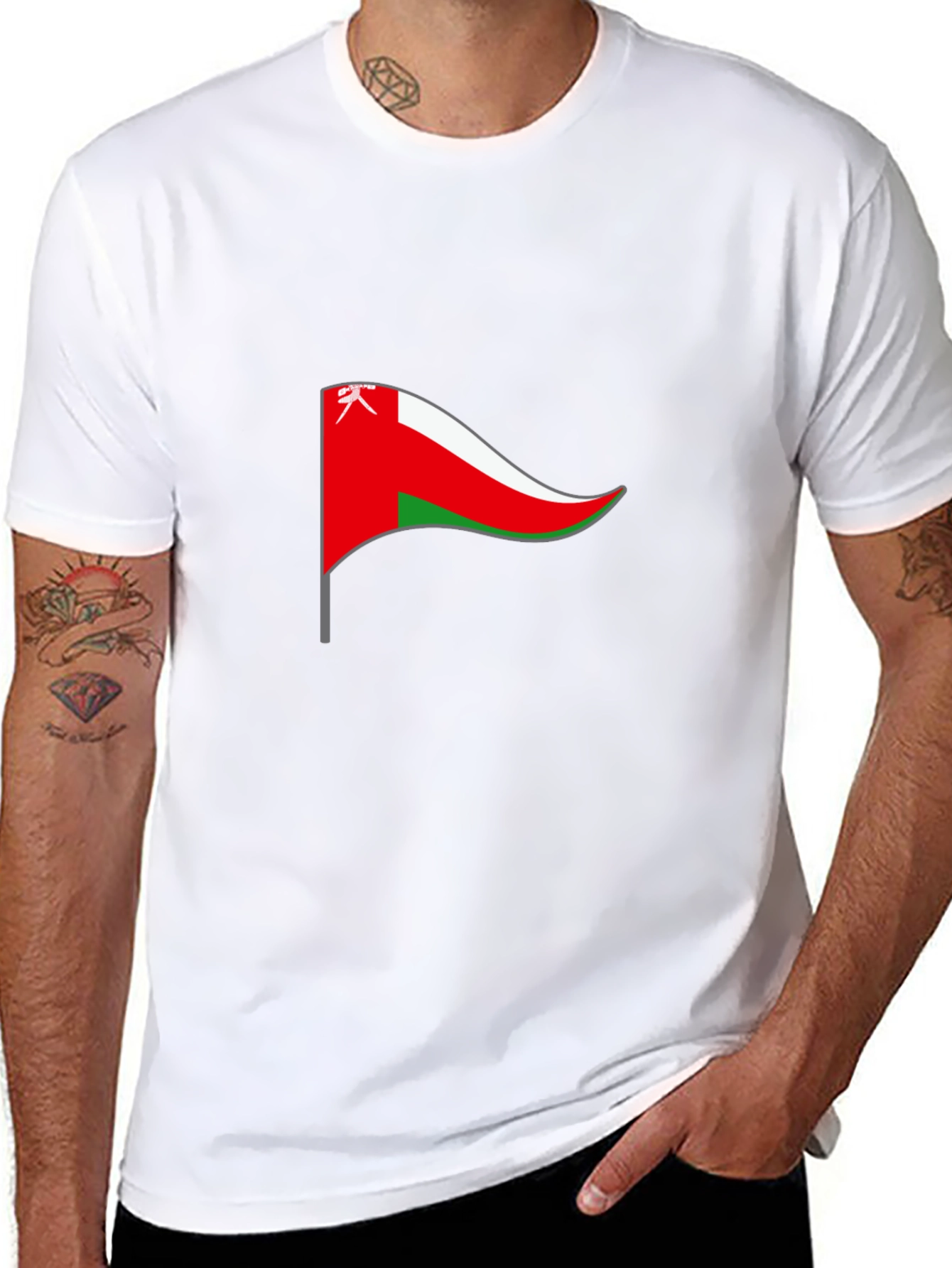 Oman Flag T-Shirt - Black Cotton Tee