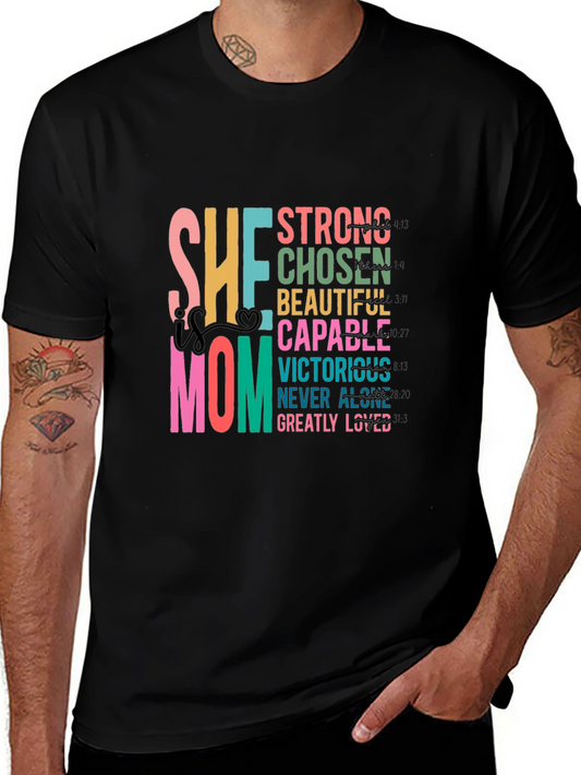 She Mom Graphic Tee - Strong Chosen Capable Victorious