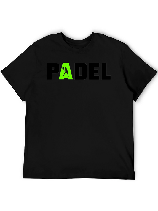 Padel Player Graphic Tee - Black Cotton T-Shirt