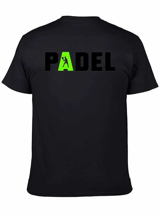 Padel Player Graphic Tee - Black Cotton T-Shirt
