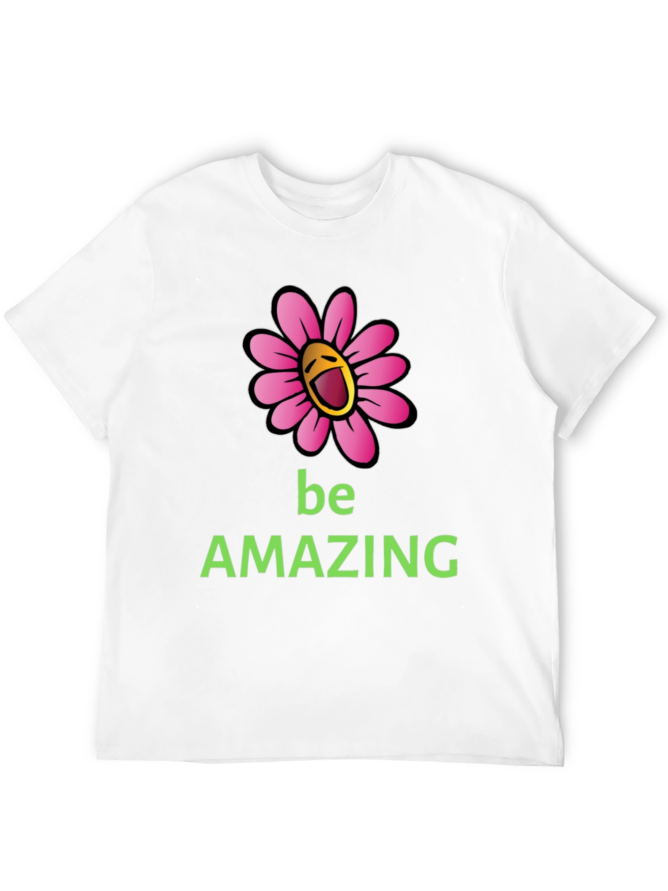 Be Amazing Graphic Tee - Smiling Flower Design